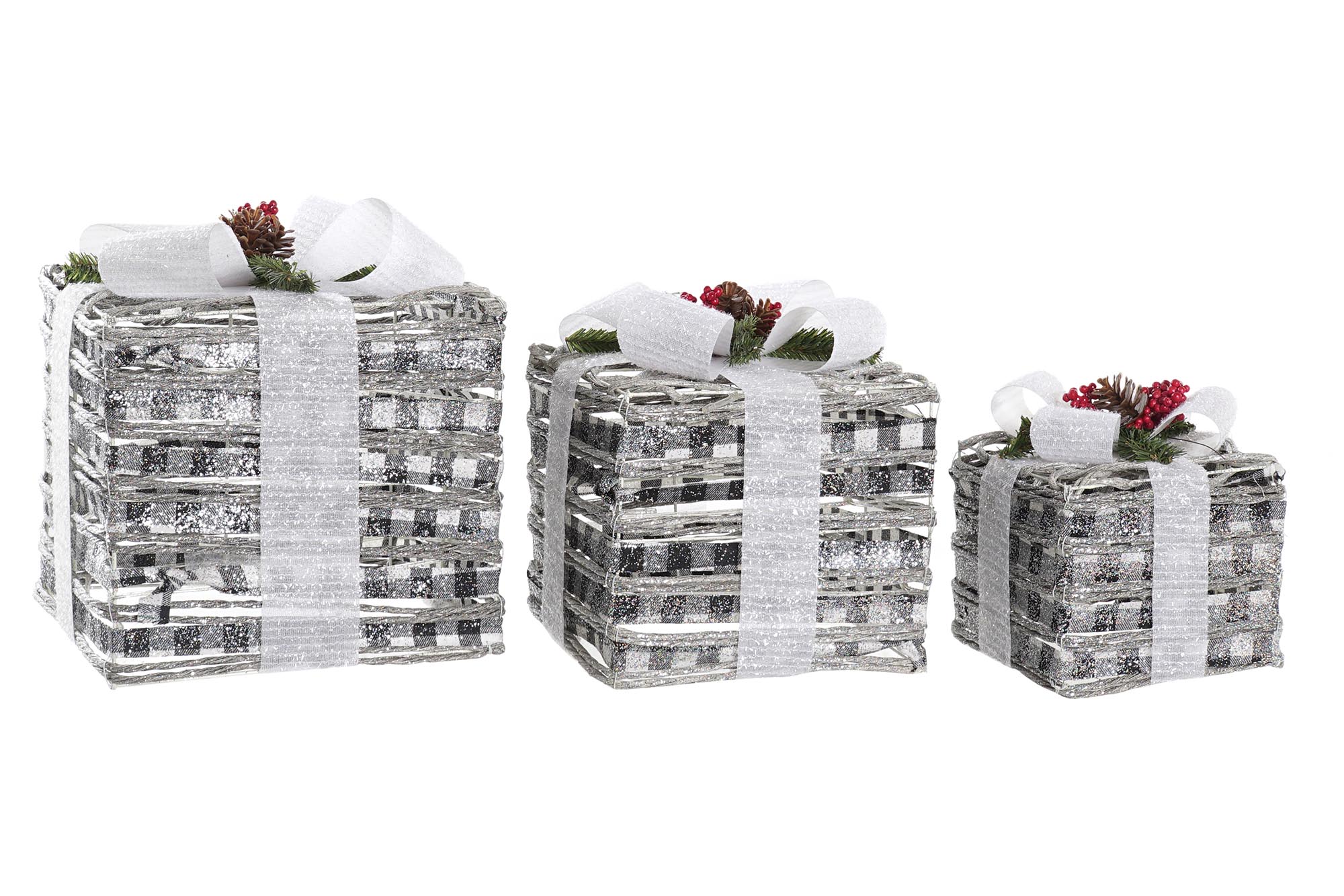 REGALO SET 3 LED RATAN 25X25X29 3AA NEVADO BLANCO