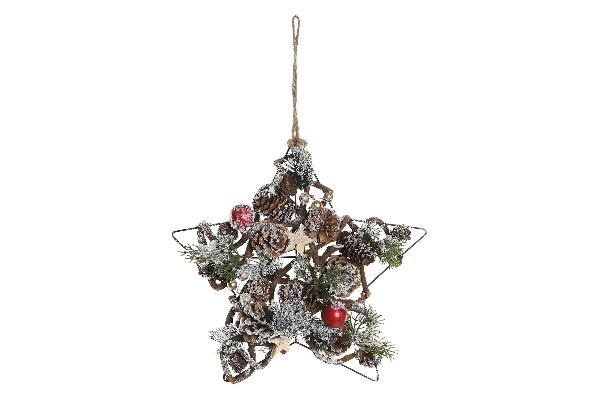 DECORACION COLGANTE PIÑAS METAL 24X24X7 ESTRELLA