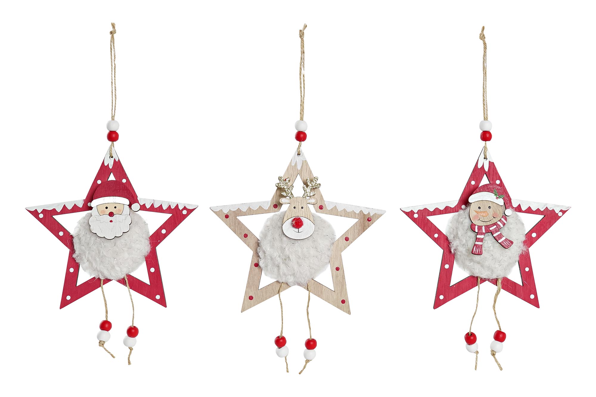 DECORACION COLGANTE MDF 14,5X2X14 ESTRELLA 3 SURT.
