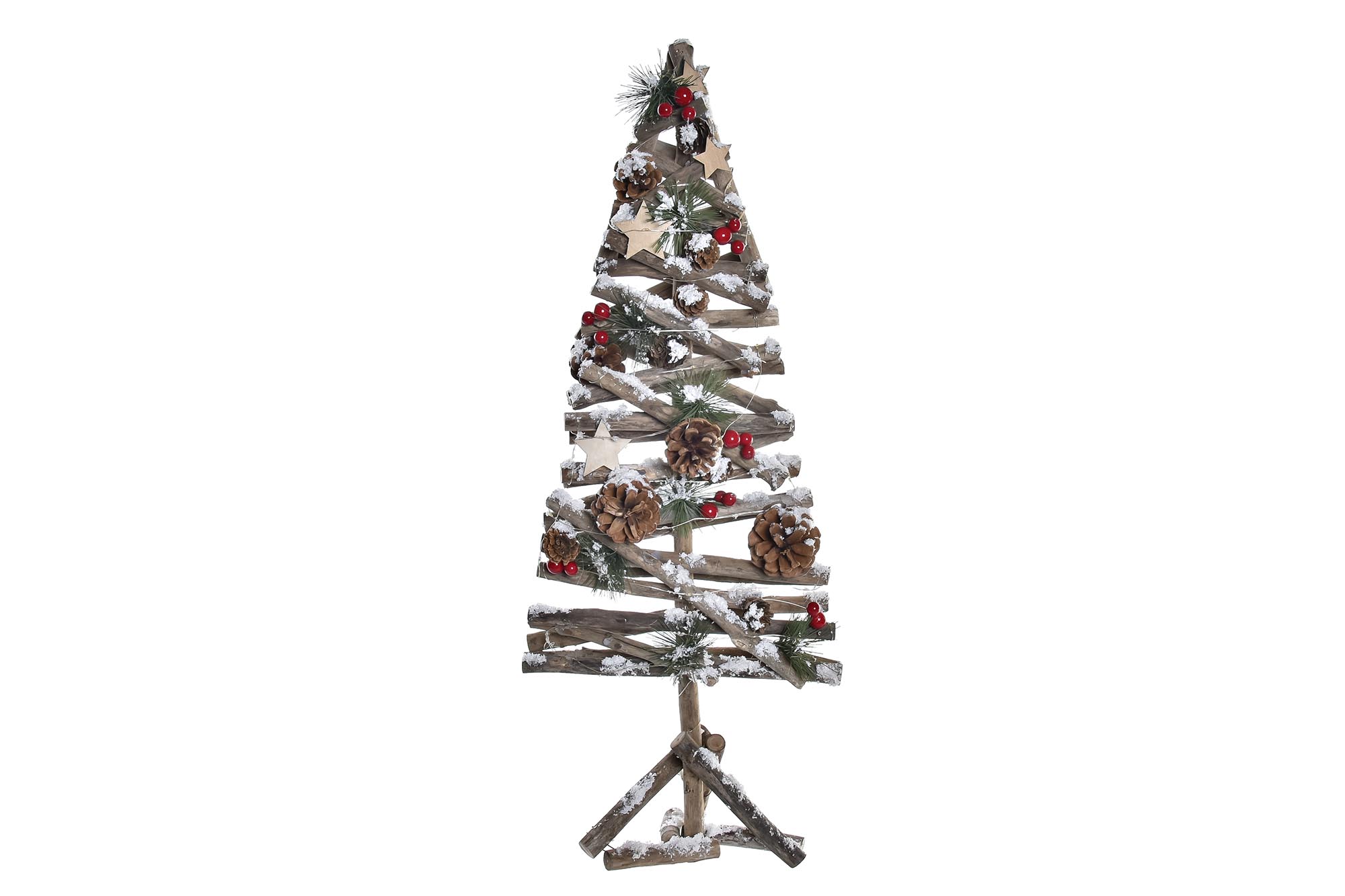 ARBOL MADERA LED 28X28X70 NEVADO MARRON