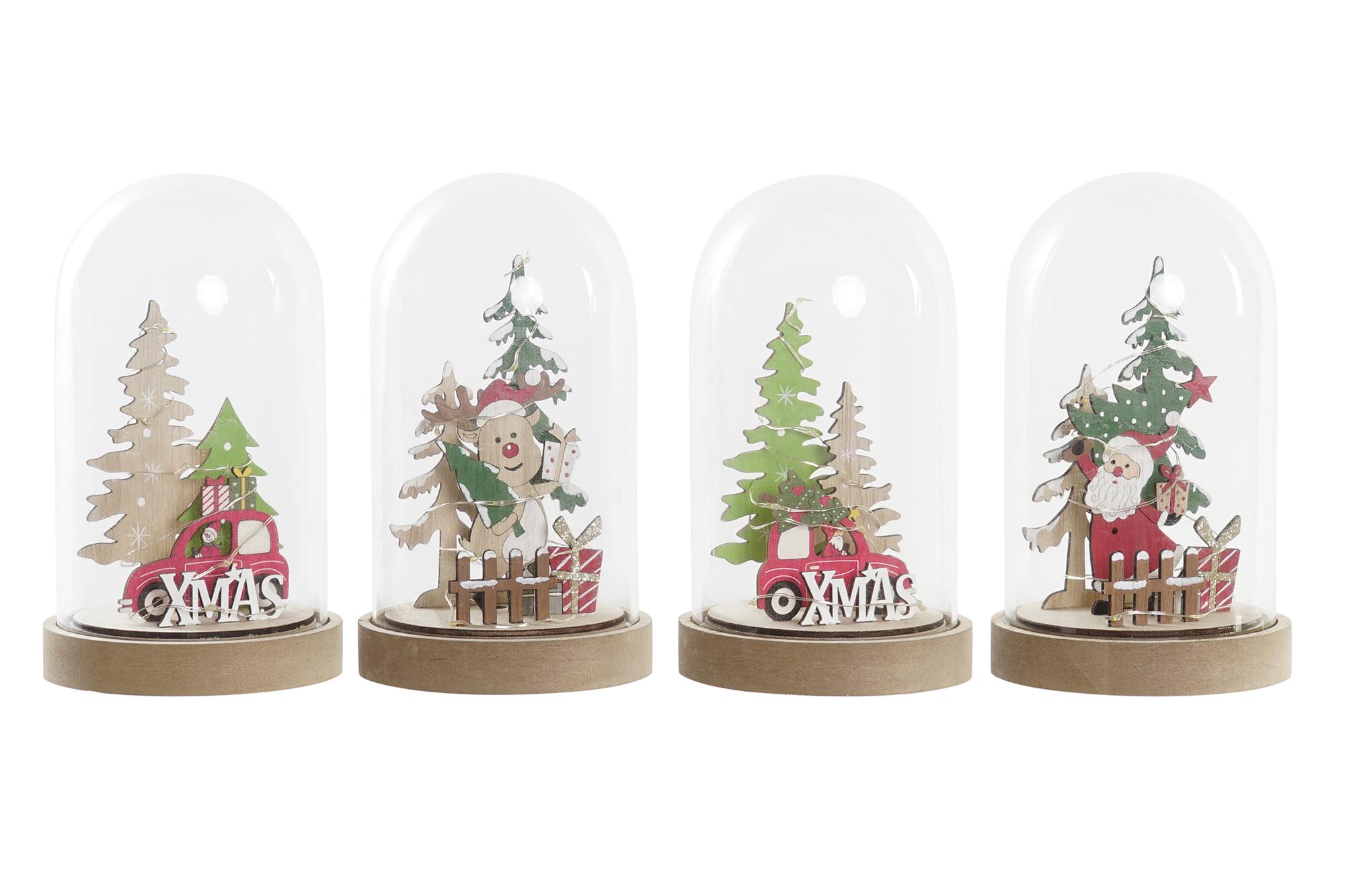 DECORACION LUMINOSA MADERA LED 11X11X19 4 SURT.