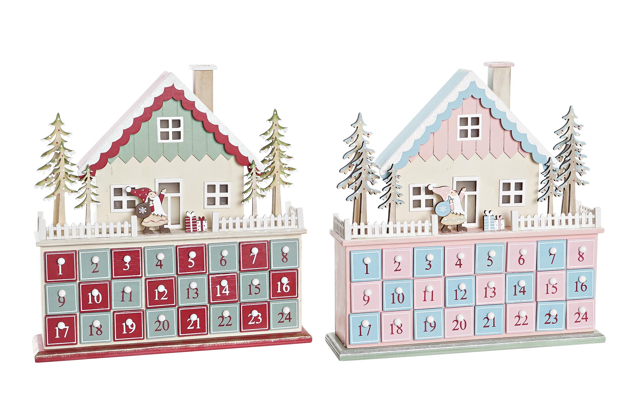 CALENDARIO ADVIENTO MADERA 32X8X33 CASA 2 SURT.