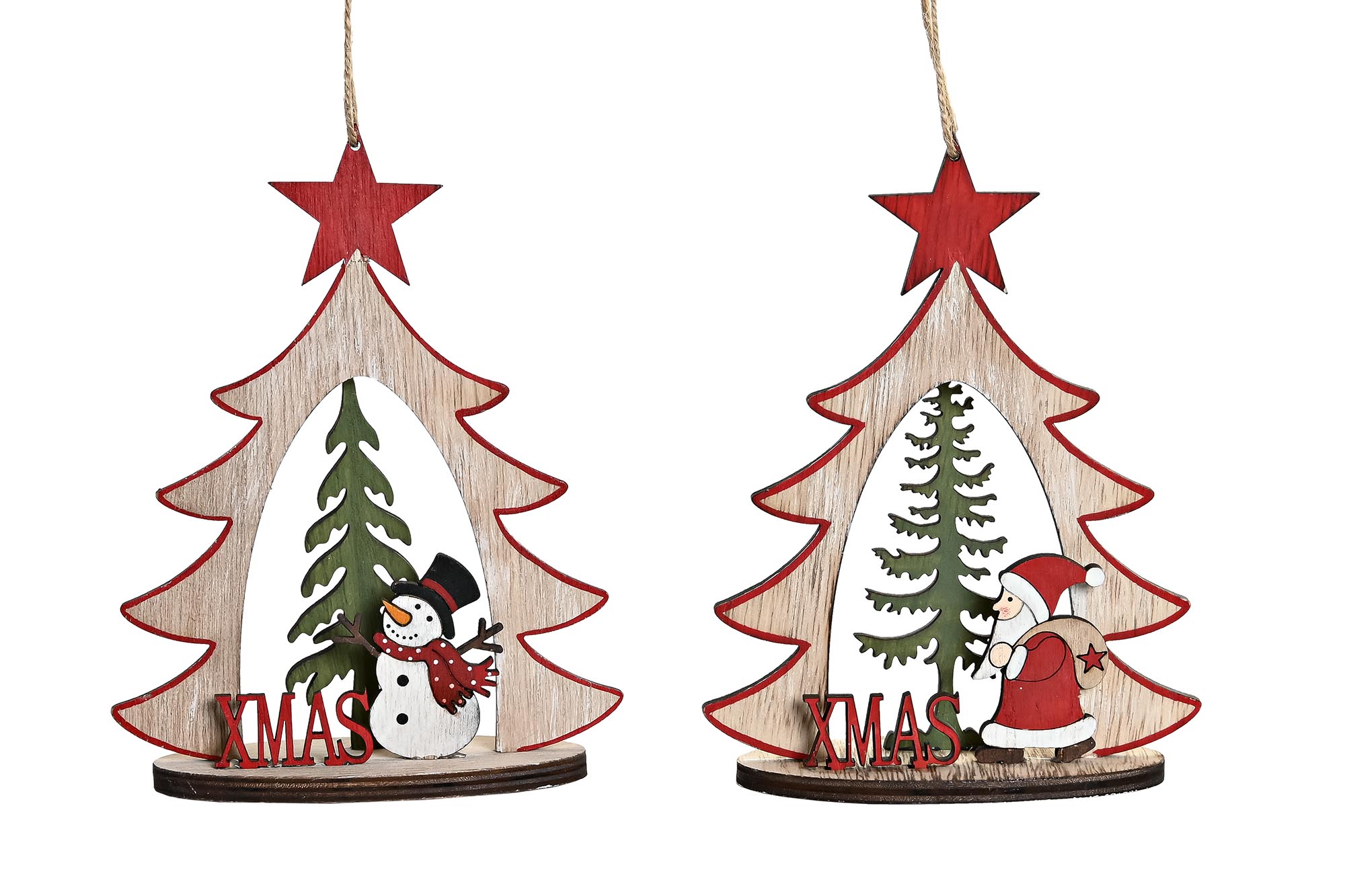DECORACION COLGANTE MADERA 14X6X18 ARBOL 2 SURT.