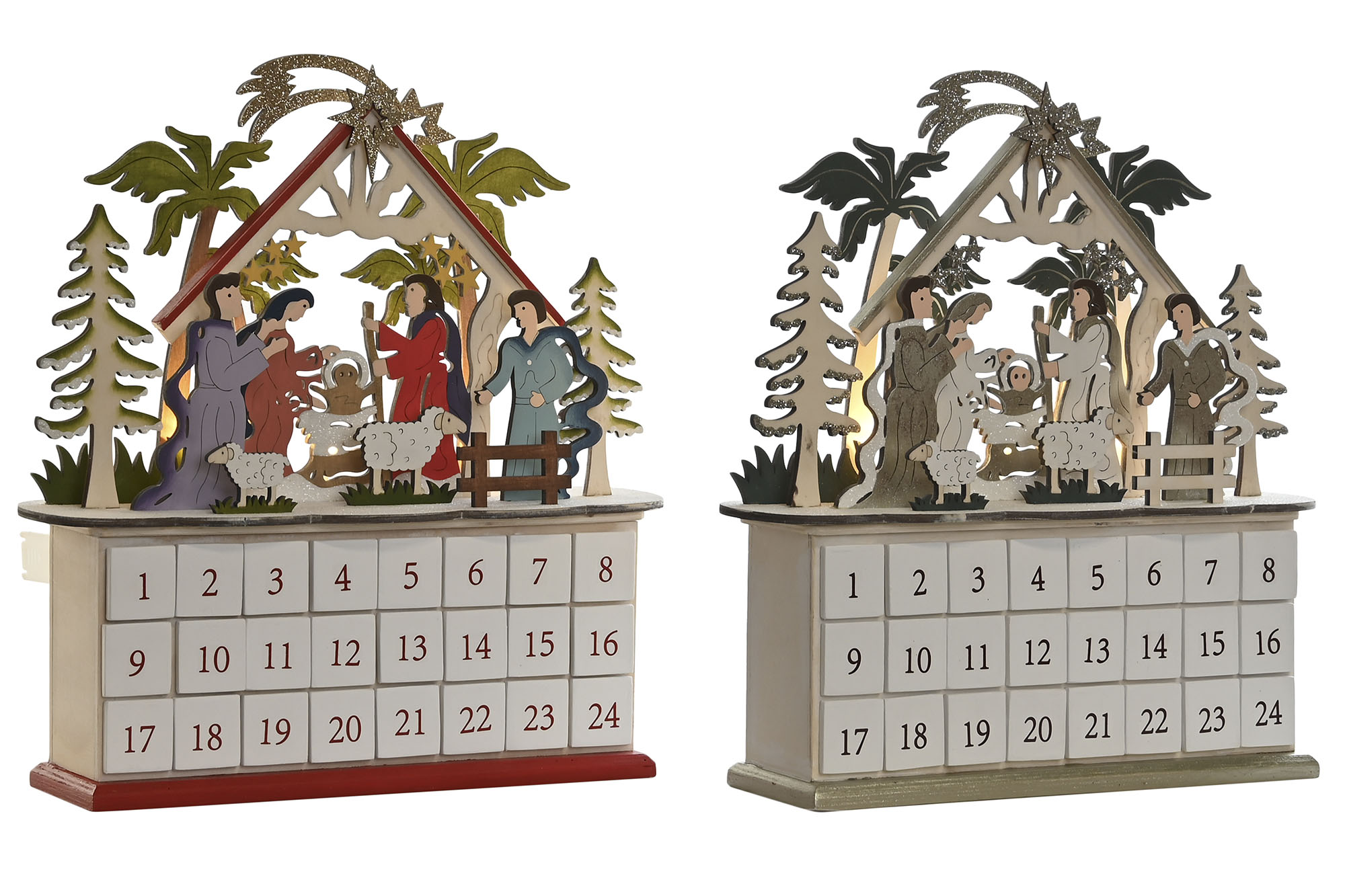 CALENDARIO ADVIENTO MADERA 34X8,5X36,5 2 SURT.