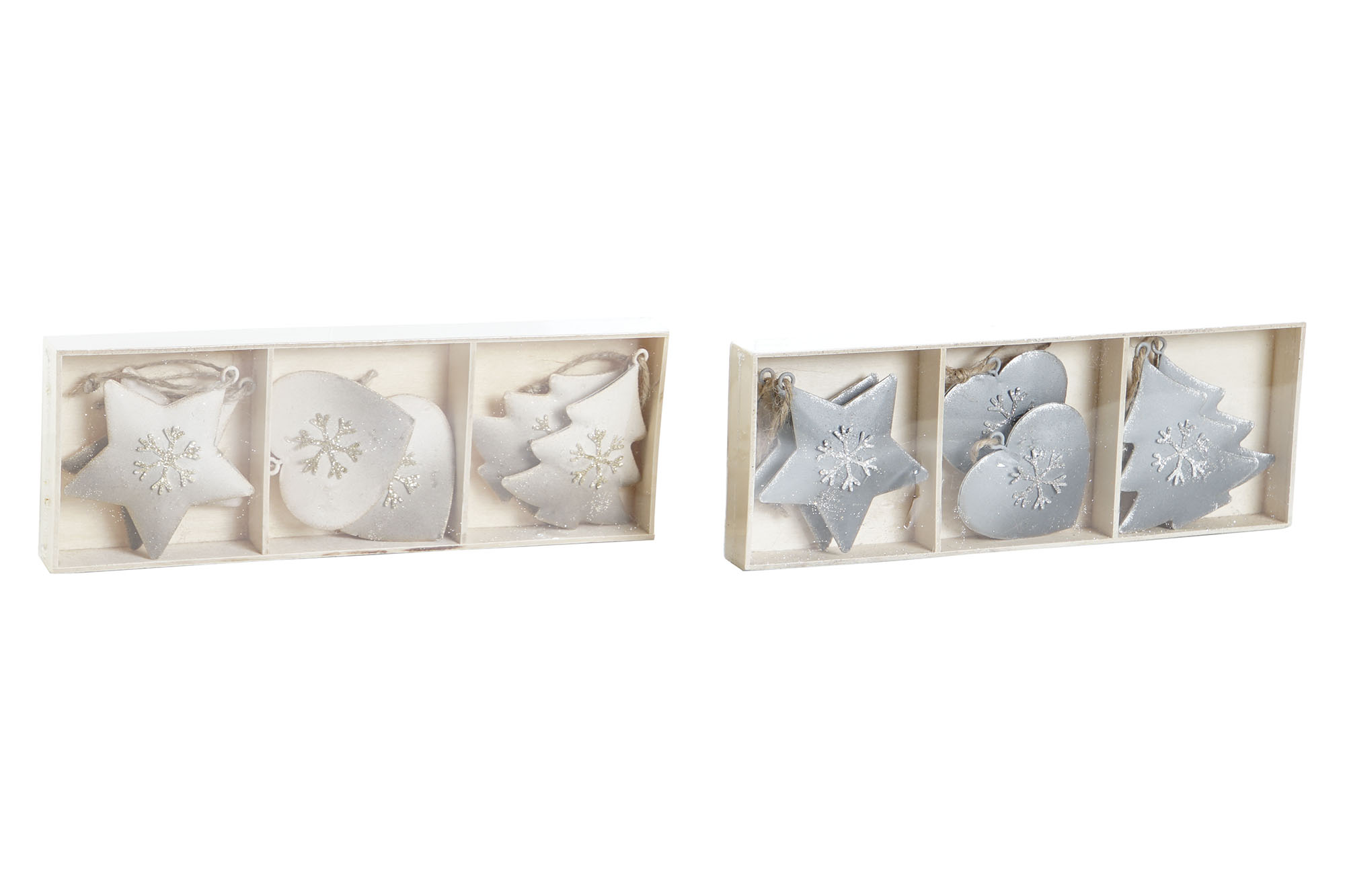 DECORACION COLGANTE SET 6 METAL 7X2X7 2 SURT.