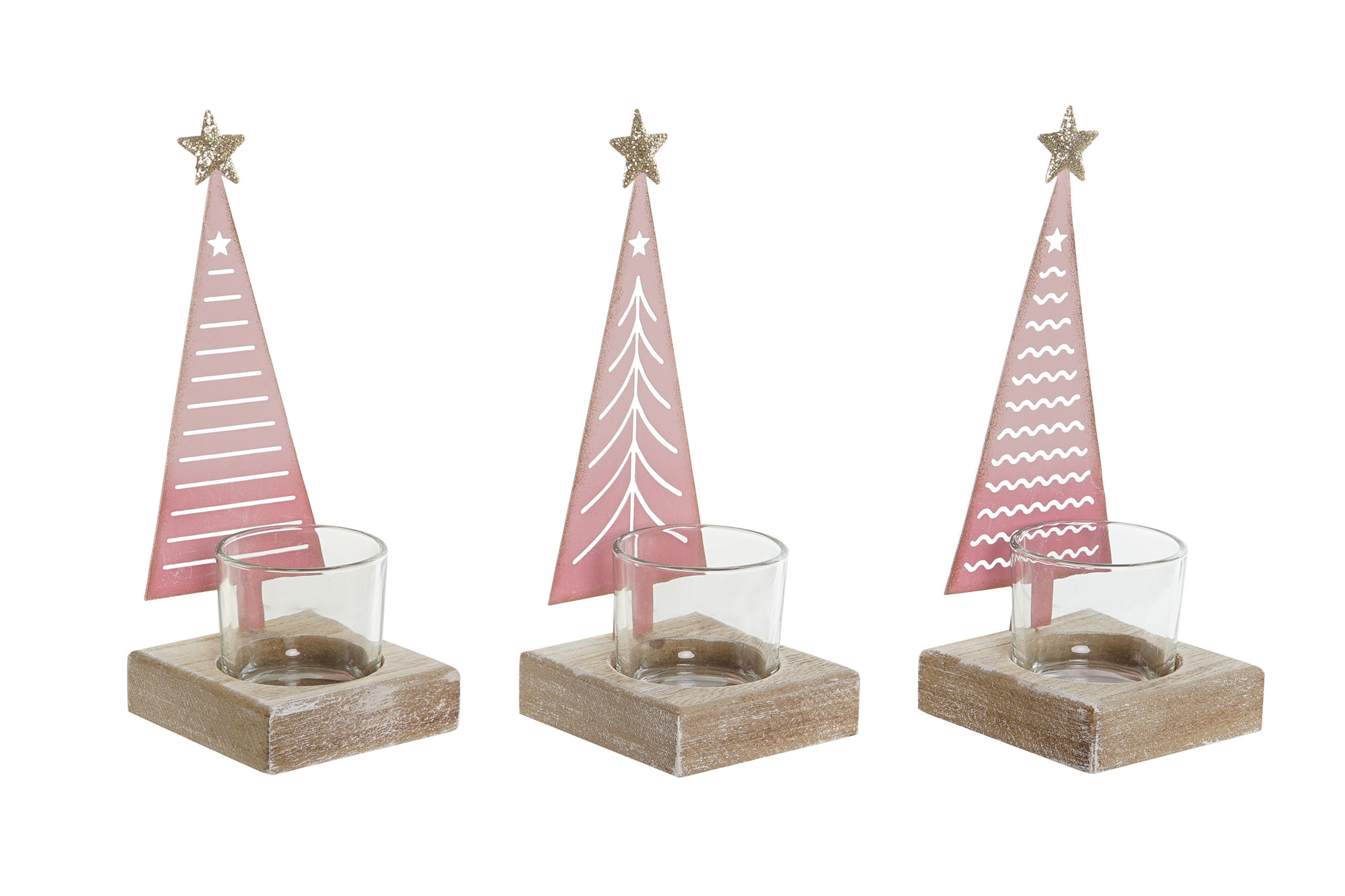 PORTAVELA METAL MADERA 7,5X7X18,5 ARBOL 3 SURT.