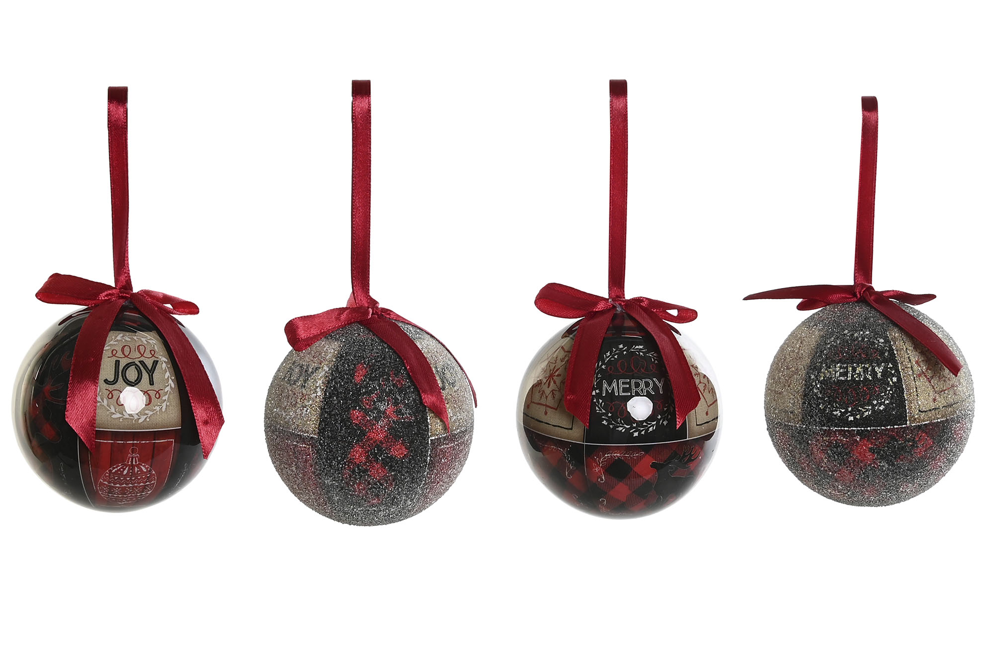 BOLA DECORACION SET 14 PVC 25X25X16 CUADROS ROJO