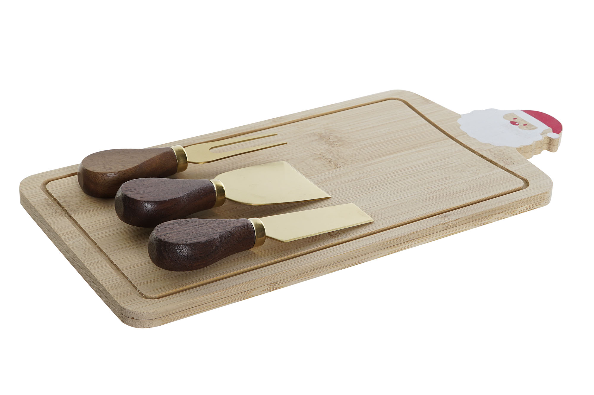 TABLA CORTAR SET 4 BAMBU INOX 33X15X1 PAPA NOEL