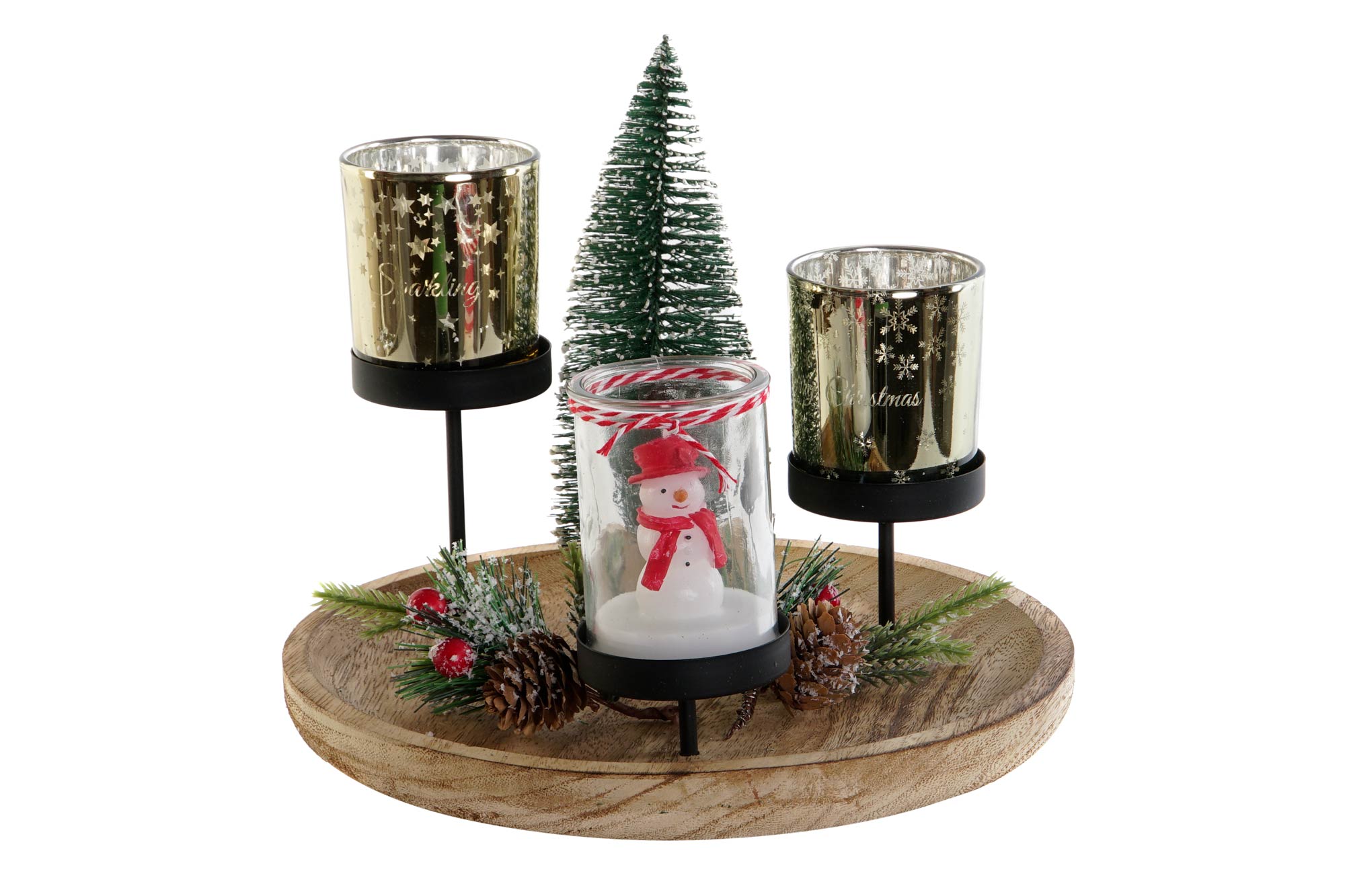 PORTAVELA SET 7 CRISTAL METAL 24,5X24,5X28 ABETO