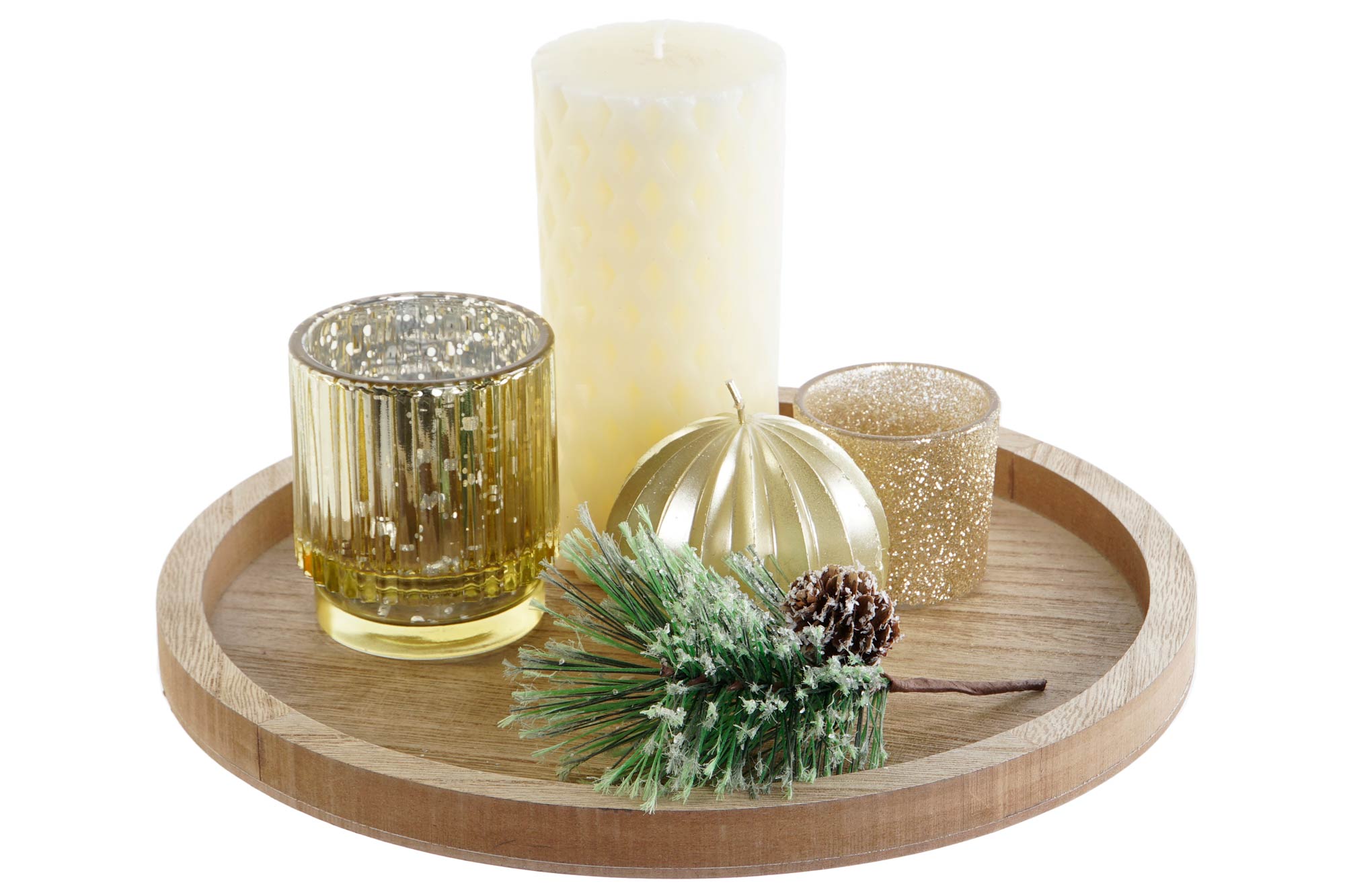 VELA SET 6 CRISTAL MDF 27X27X2 BANDEJA DORADO