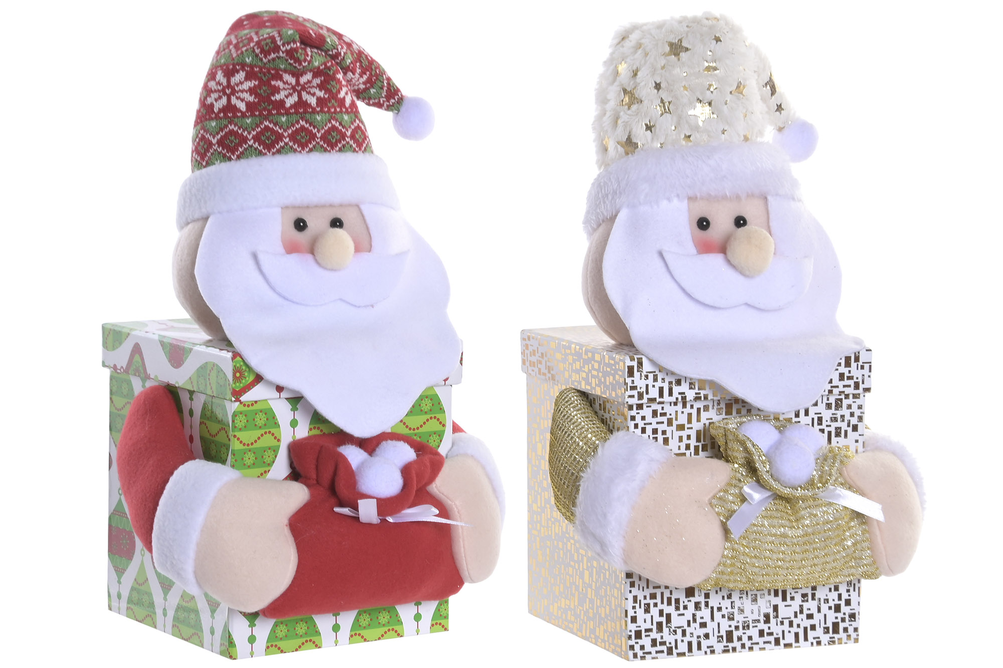 CAJA POLIESTER CARTON 21X20X34 PAPA NOEL 2 SURT.