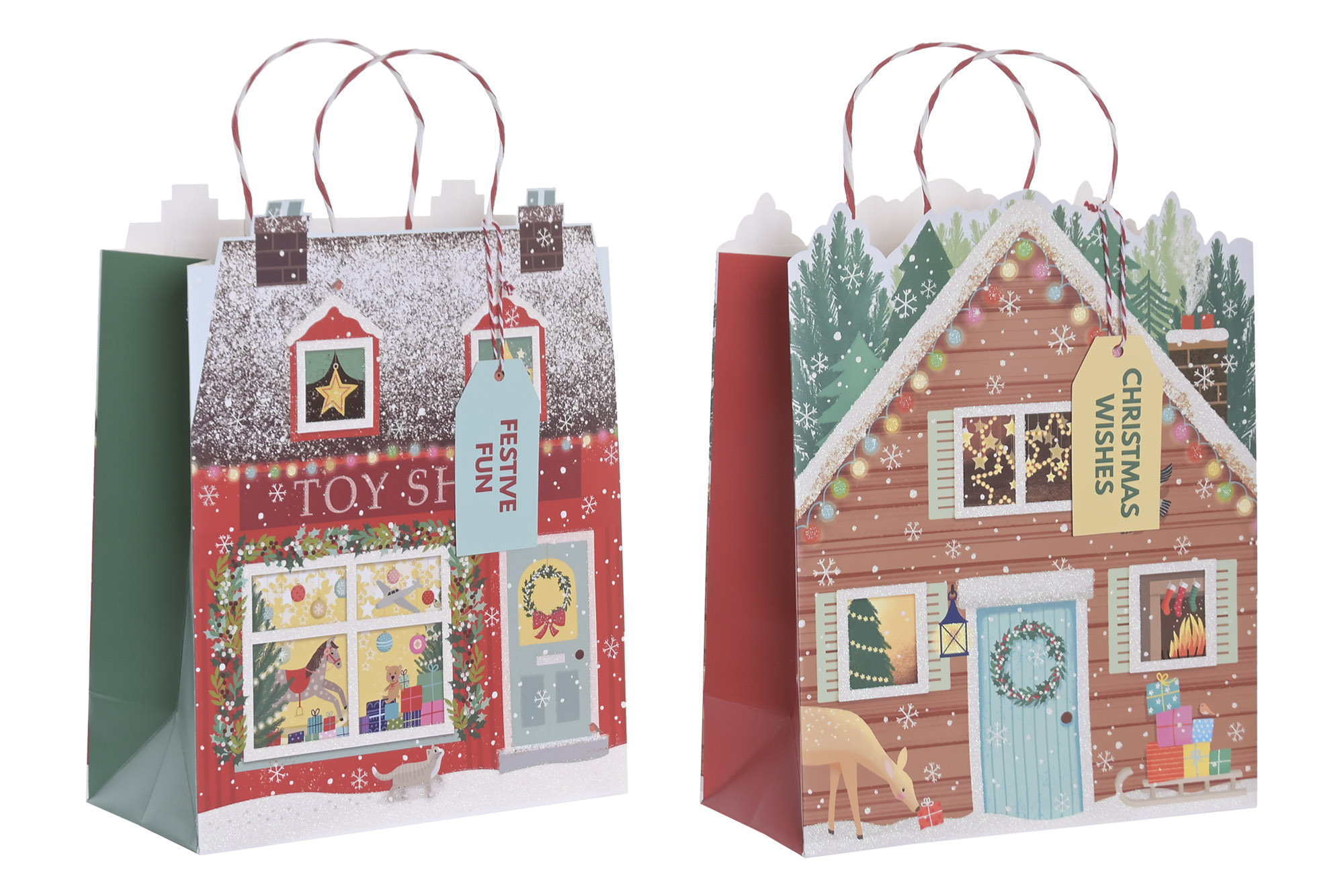 BOLSA PAPEL 26X12X32 230GSM CASA PURPURINA 2 SURT.