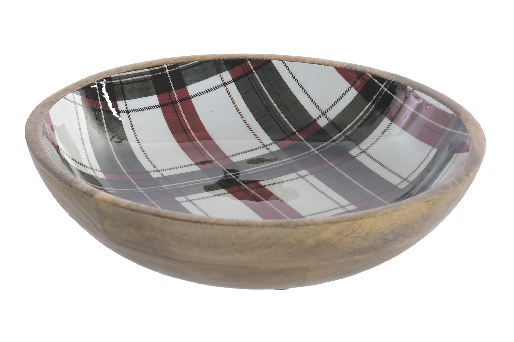 CENTRO MESA MANGO 30X30X7 TARTAN LACADO ROJO