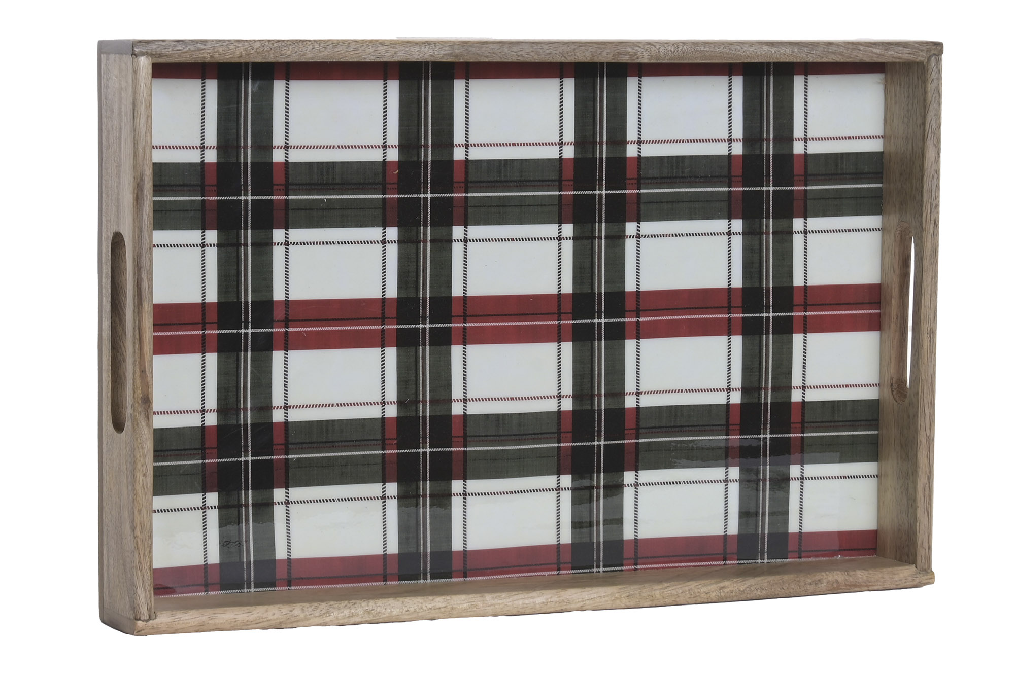 BANDEJA MANGO 42,5X27,5X4,7 TARTAN LACADO ROJO