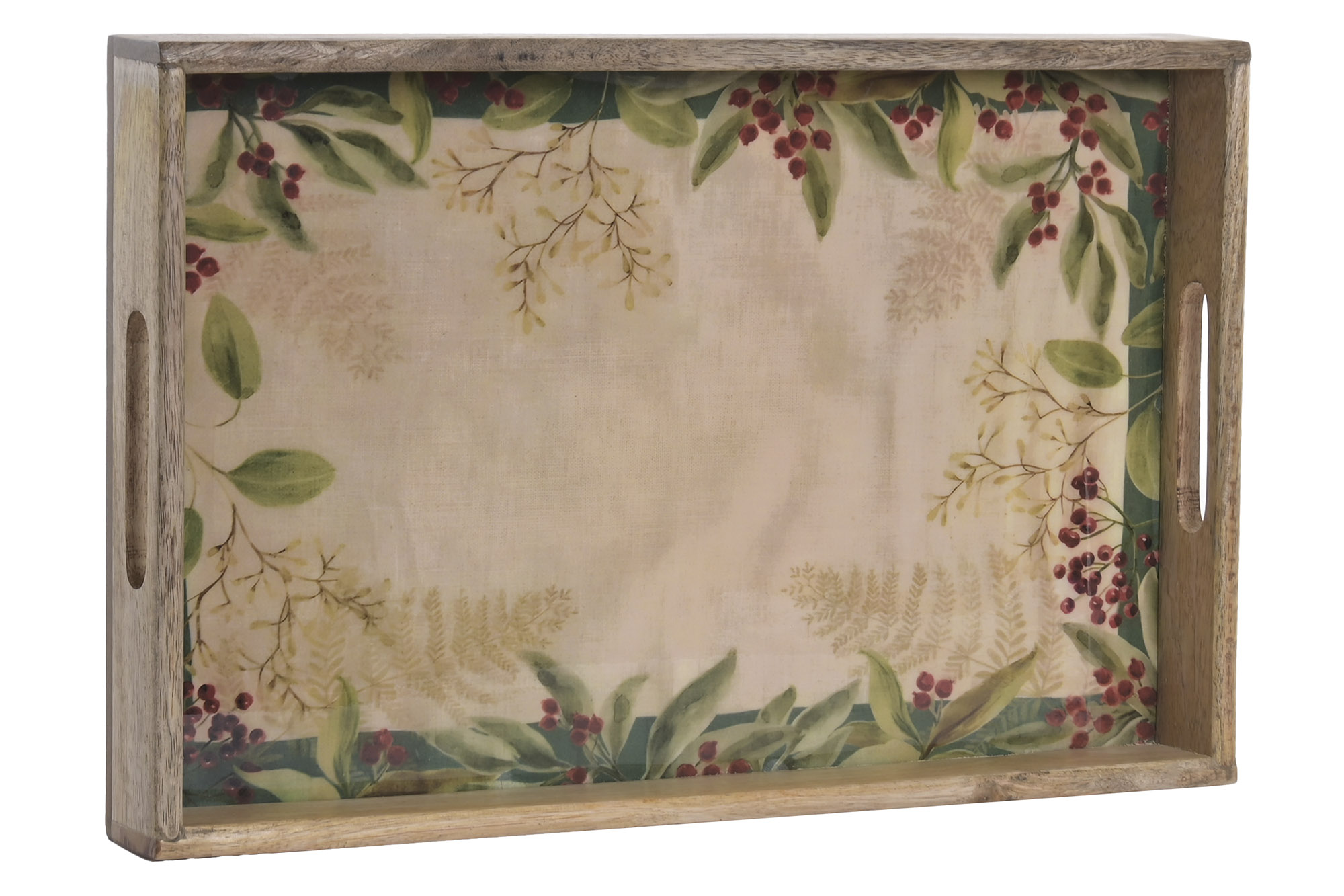 BANDEJA MANGO 43,5X27X5 MUERDAGO LACADO BEIGE
