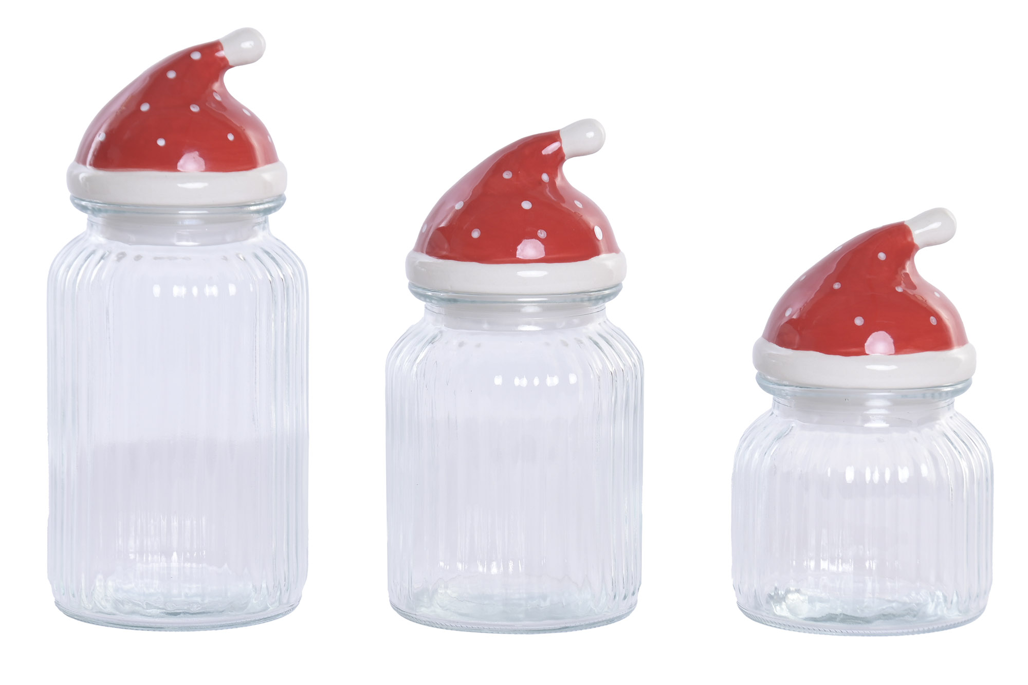 BOTE SET 3 CRISTAL 11X11X26 1,3L 1L/640ML ROJO