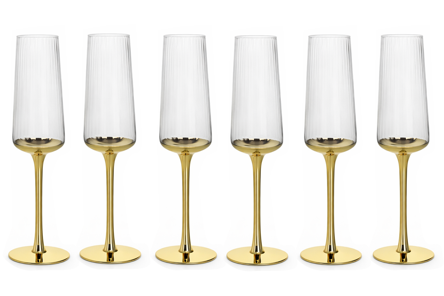 COPA SET 6 CRISTAL 7X7X25 260ML RAYADO DORADO