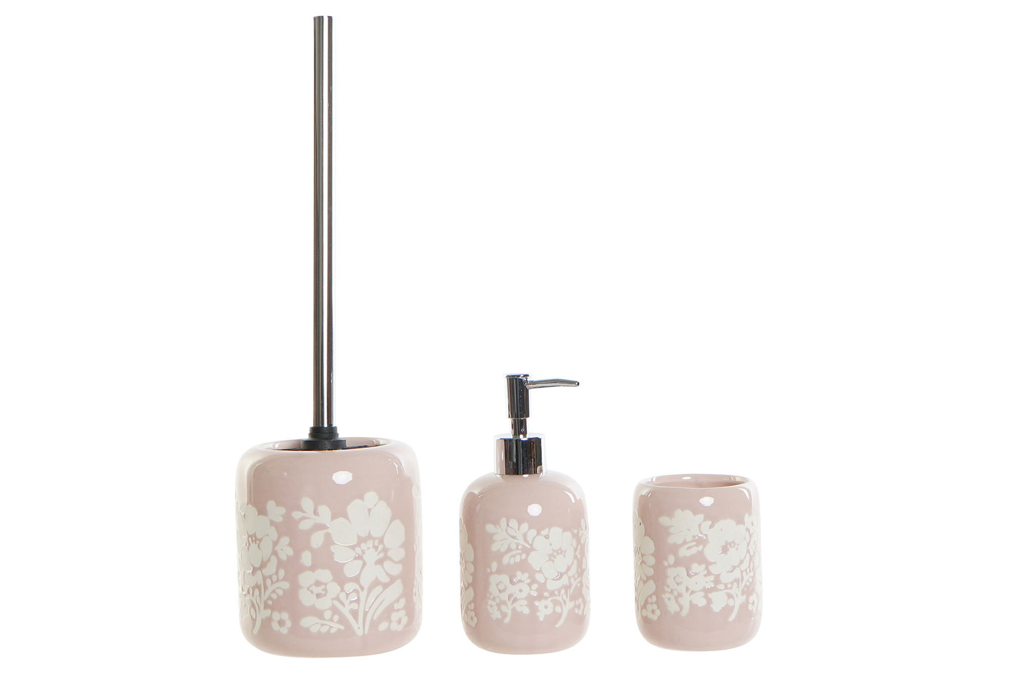 BAÑO SET 3 CERAMICA 8X8X17,5 ROSA