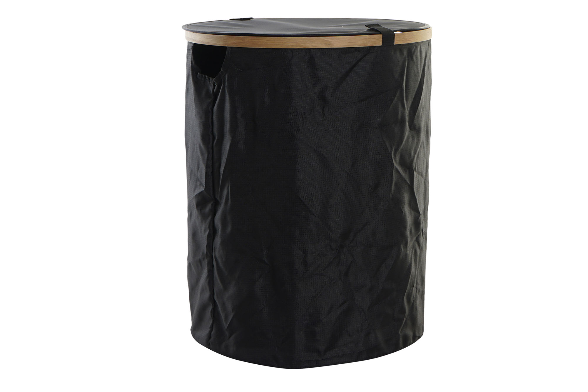CESTA ROPA ROBLE POLIESTER 44X44X57 NEGRO