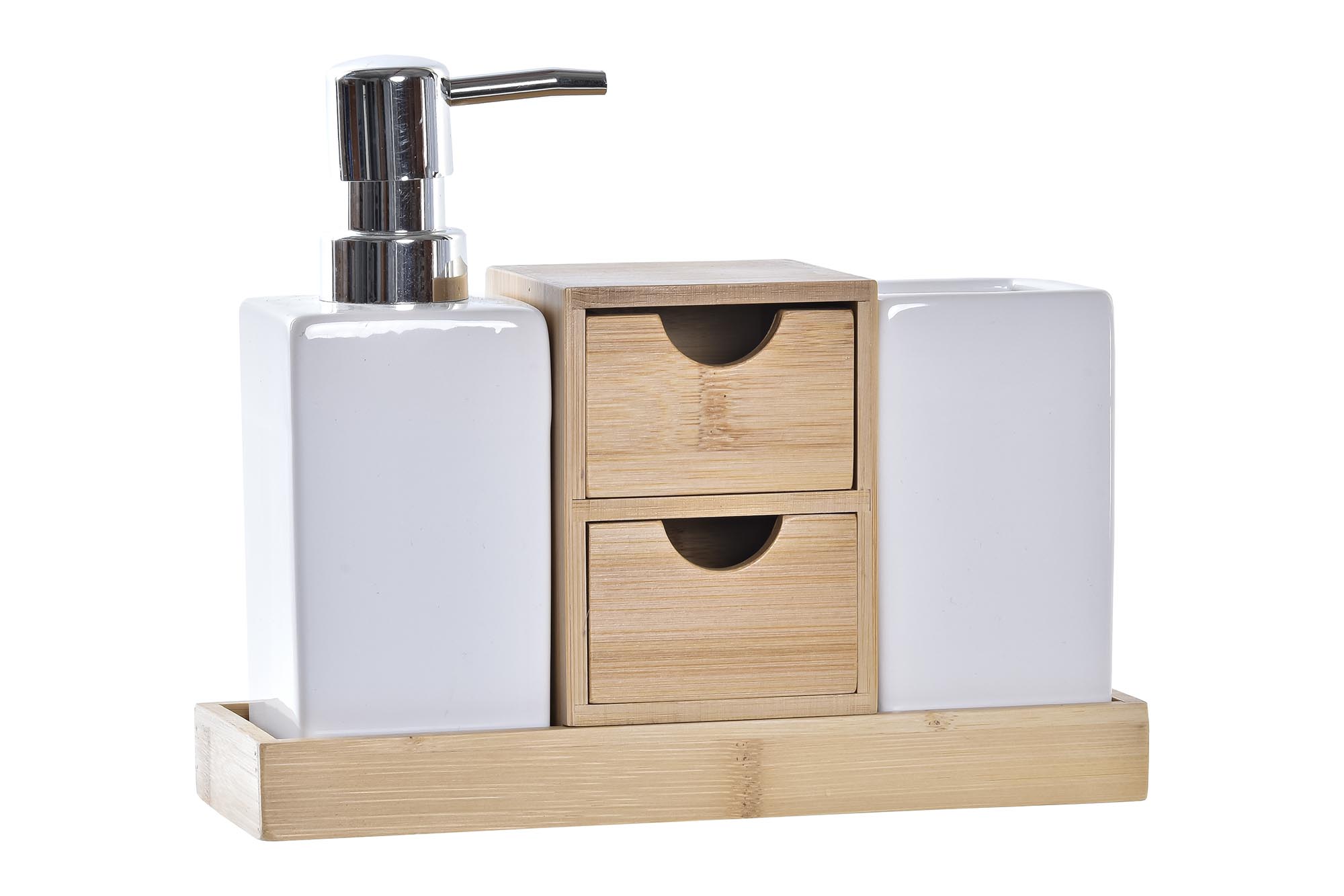 BAÑO SET 4 DOLOMITE BAMBU 20,5X6,8X17 NATURAL