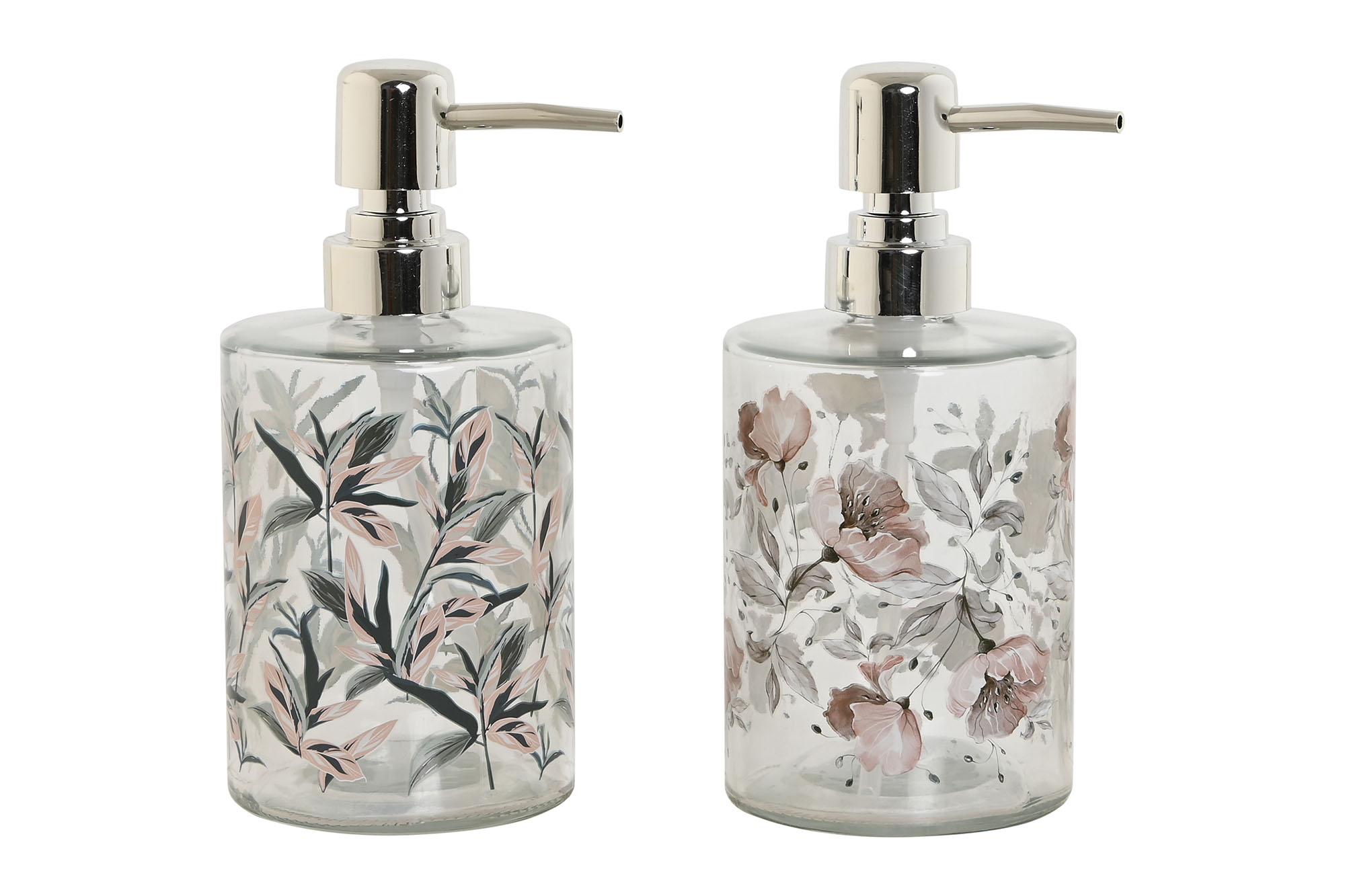 DOSIFICADOR CRISTAL 8X8X17 400ML FLORES 2 SURT.