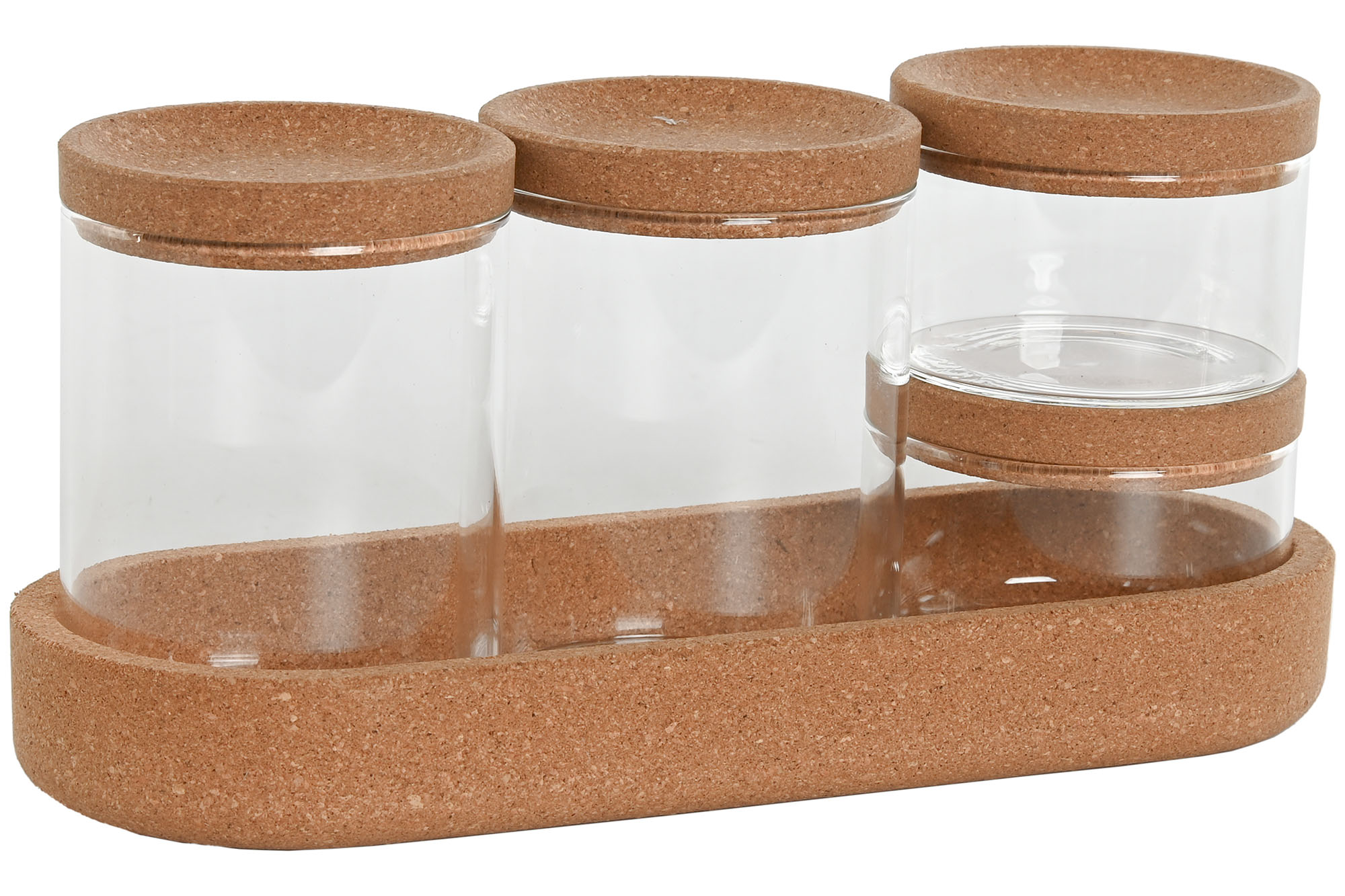 BOTE SET 5 BOROSILICATO CORCHO 26X10X12 ALGODONERO