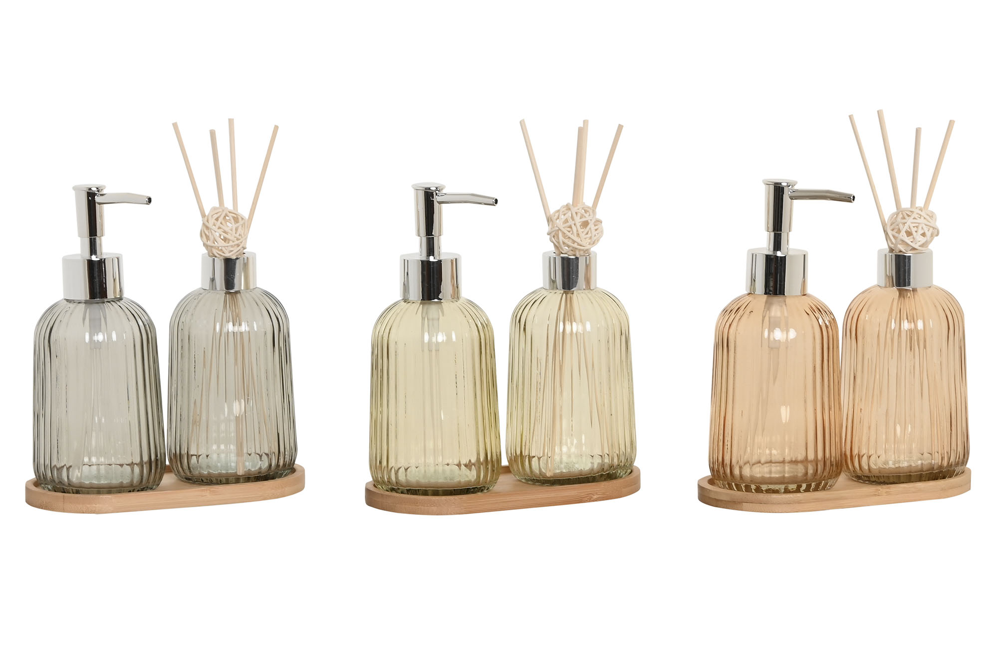 BAÑO SET 3 CRISTAL BAMBU 16X8,2X1 350ML 3 SURT.