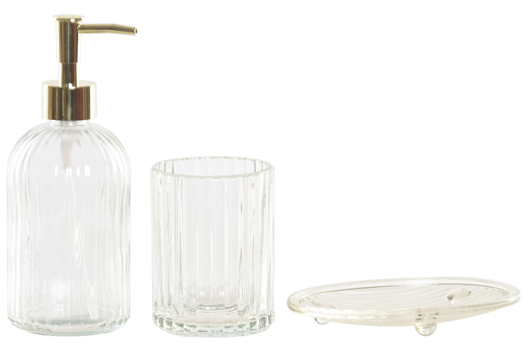 BAÑO SET 3 CRISTAL ABS 8X8X19,4 450ML TRANSPARENTE
