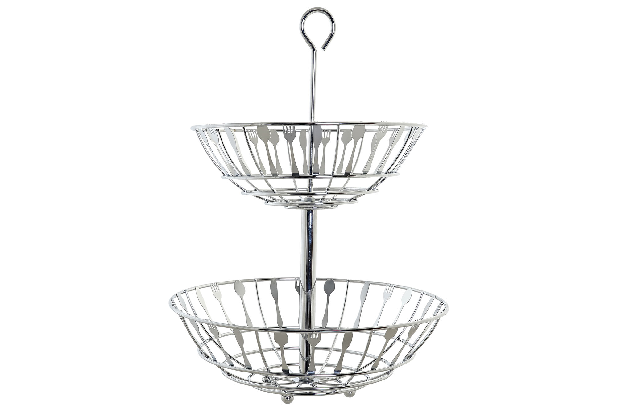FRUTERO METAL CROMADO 28X28X40 CUBIERTOS PLATEADO