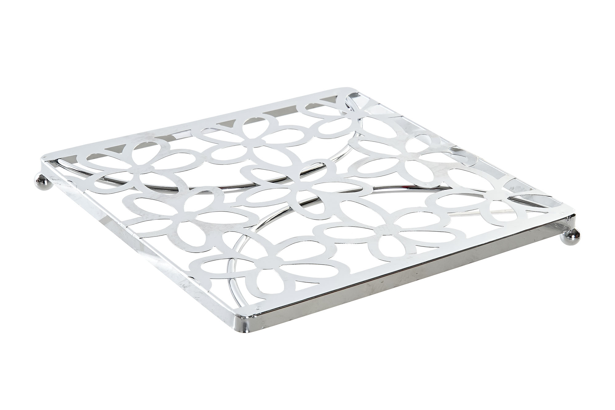 SALVAMANTEL METAL 18X18X1,5 MARGARITAS CROMADO