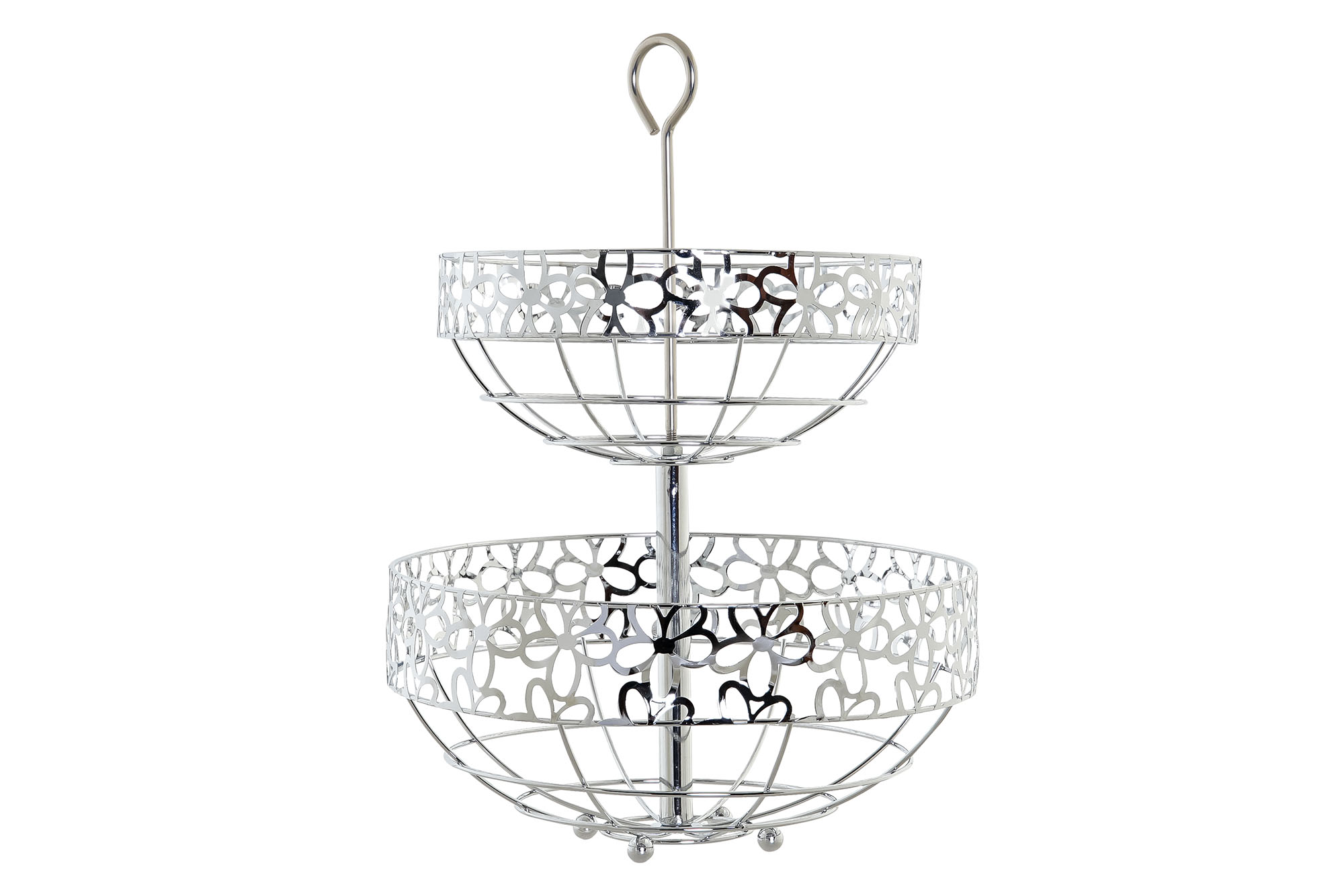 FRUTERO METAL 28X28X39 MARGARITAS CROMADO PLATEADO