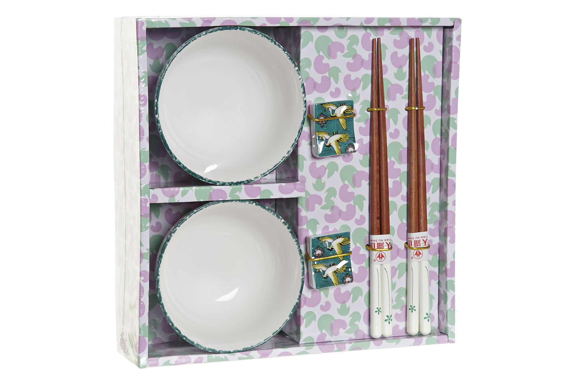 SUSHI SET 6 PORCELANA MADERA 25X25X6,5 VERDE