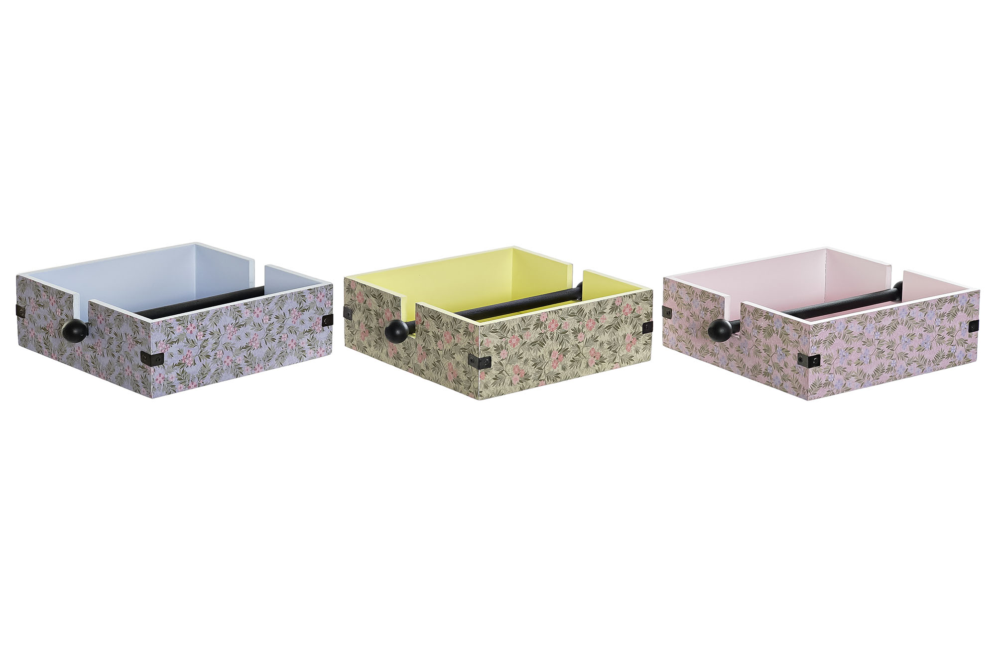 SERVILLETERO MDF METAL 22X18X6 FLORES 3 SURT.