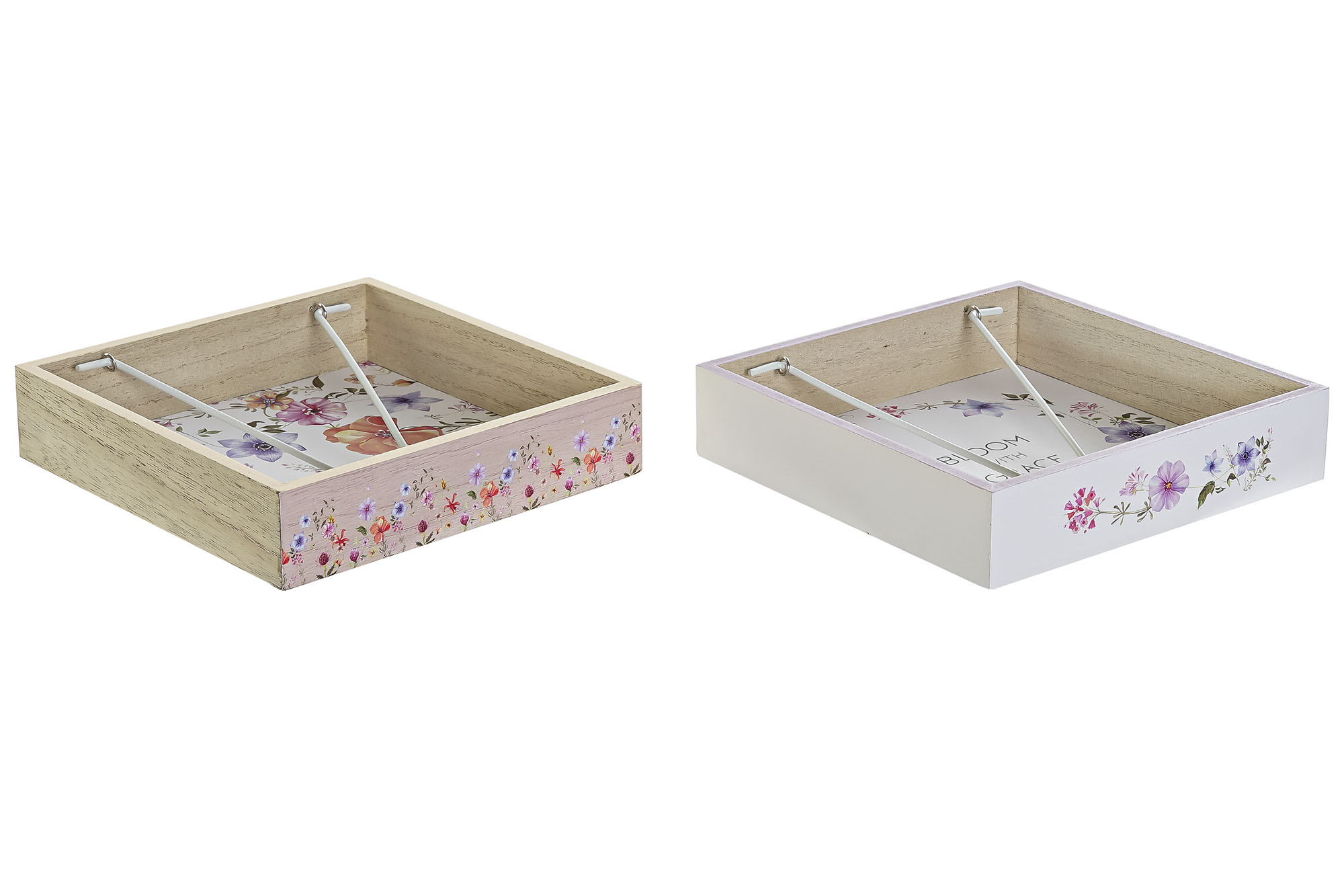 SERVILLETERO MDF METAL 18X18X4 BLOOM 2 SURT.
