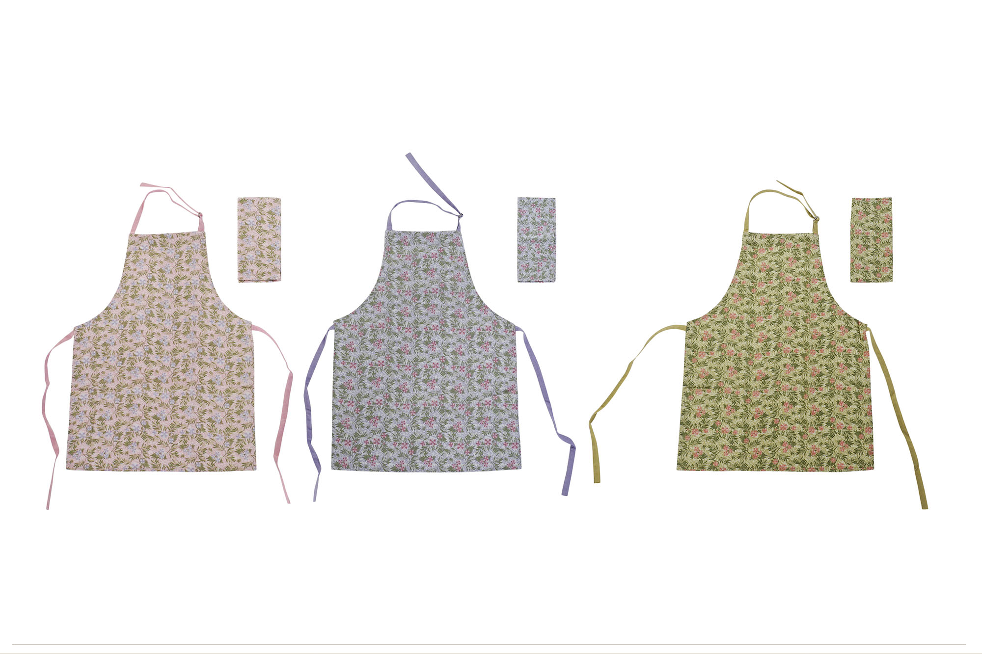 DELANTAL SET 2 ALGODON 60X0,5X80 FLORES 3 SURT.