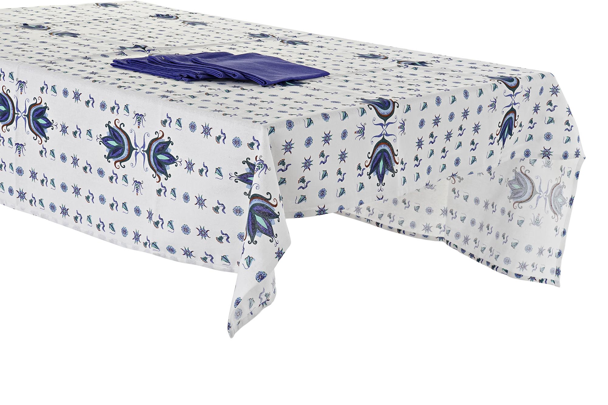 MANTEL SET 5 ALGODON 150X150X0,5 AZULEJOS 2 SURT.