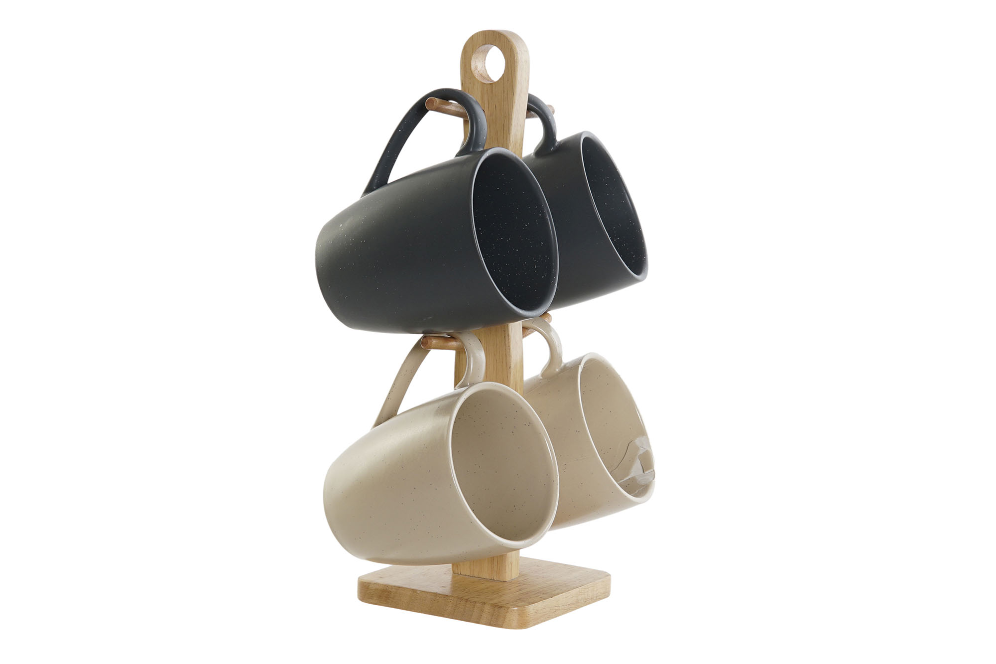 MUG SET 4 GRES RUBBERWOOD 19X13X31 300 ML, BEIGE
