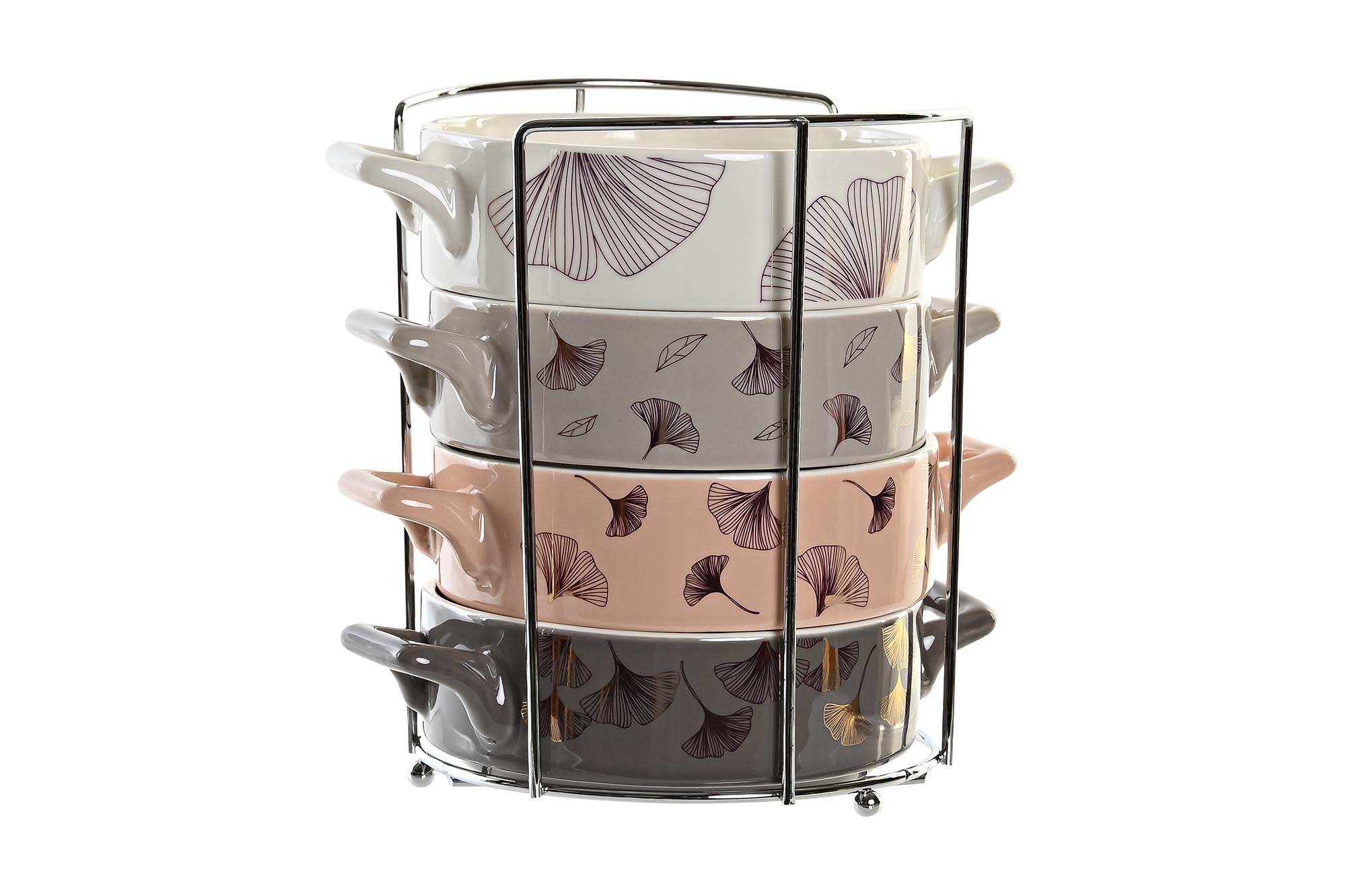 BOL SET 4 NEW BONE METAL 16,8X12,5X4,3 DORADO GRIS