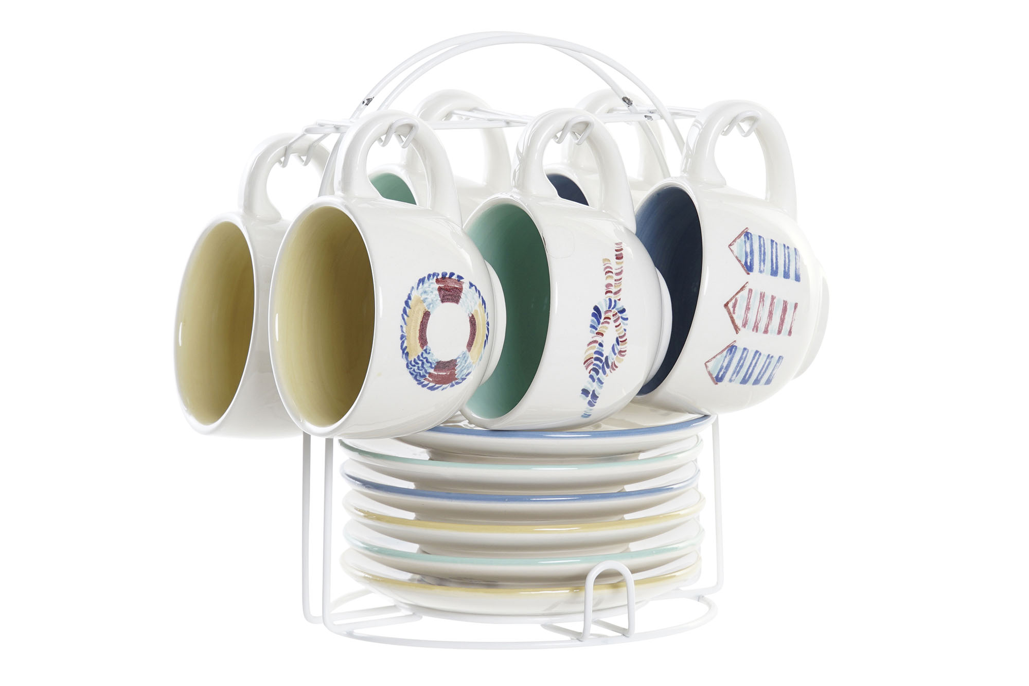 CAFE SET 6 DOLOMITE METAL 23X20X20 180 ML, SALITRE