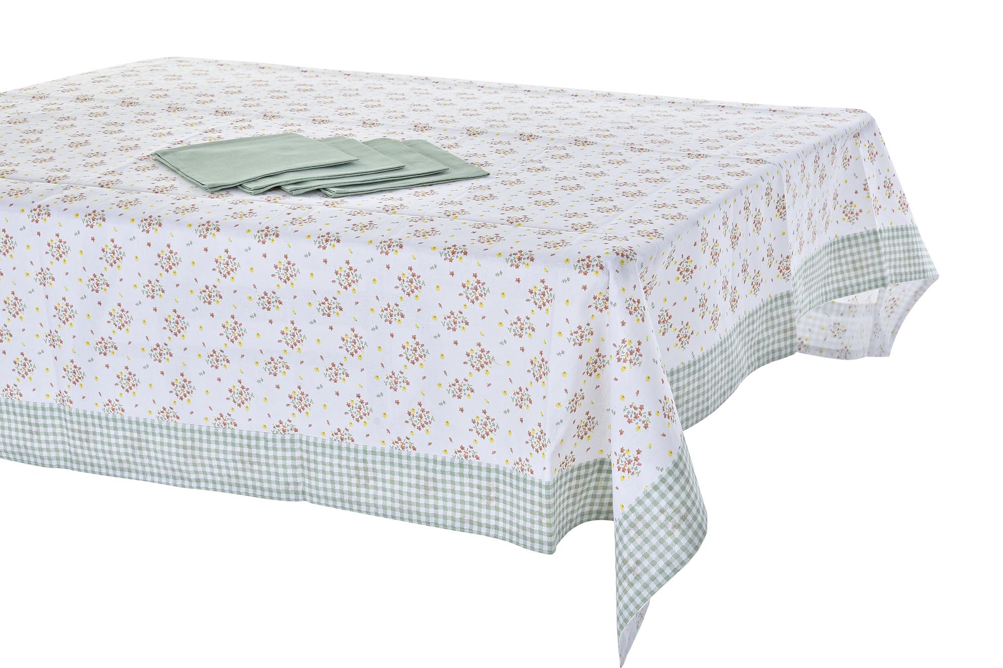 MANTEL SET 5 ALGODON 150X150X0,5 VICHY SWEET VERDE