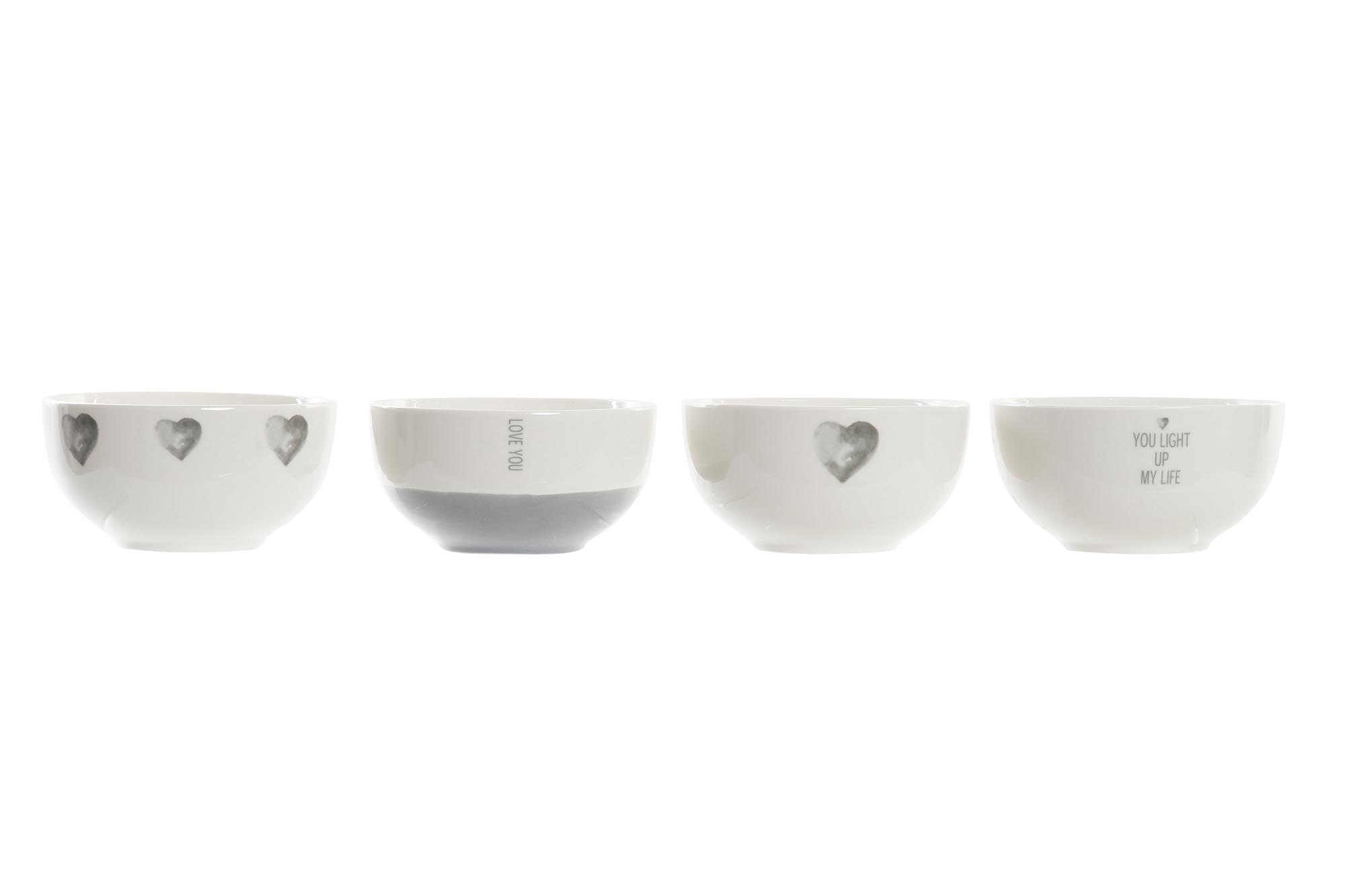 BOL PORCELANA NEW BONE 13X13X6,8 CORAZONES 4 SURT.