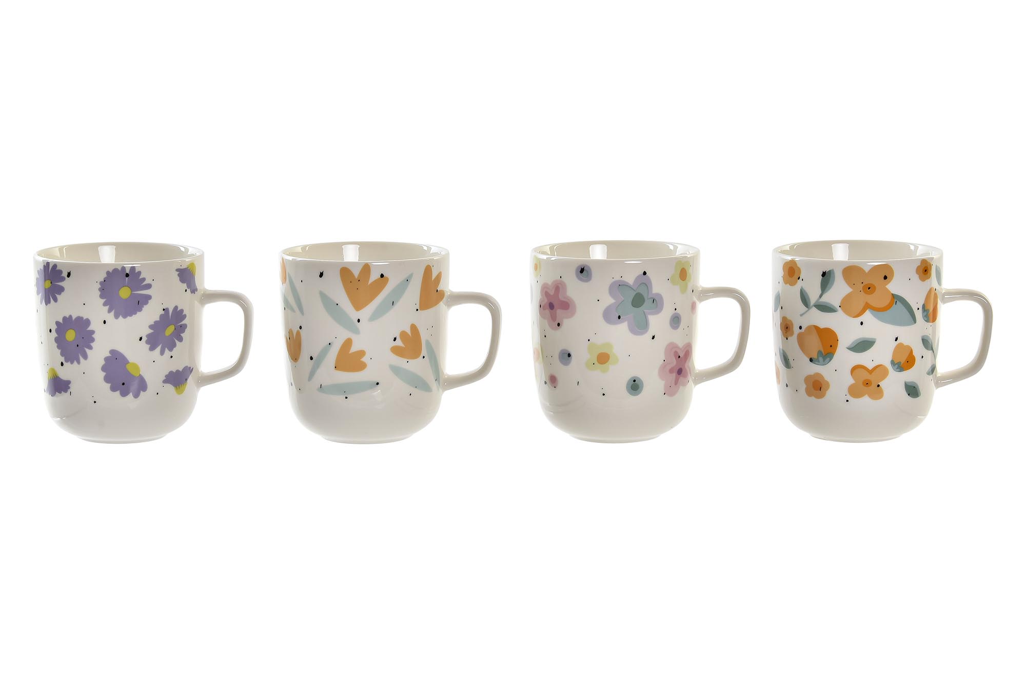 MUG PORCELANA 12X8,5X10 380ML FLORES 4 SURT.