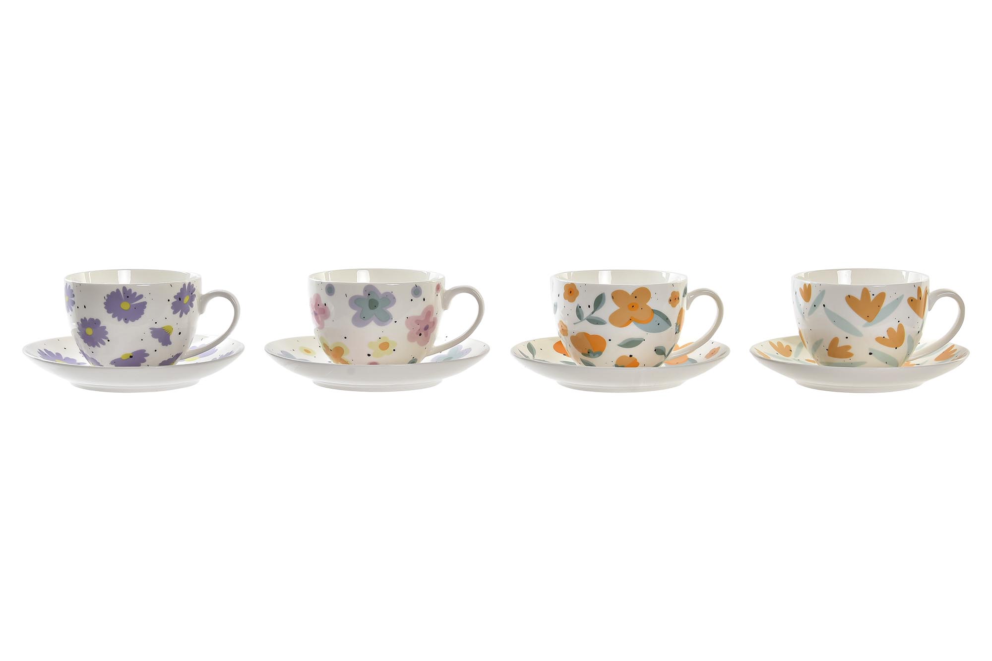 TAZA SET 2 PORCELANA 12X9X7 220ML FLORES 4 SURT.