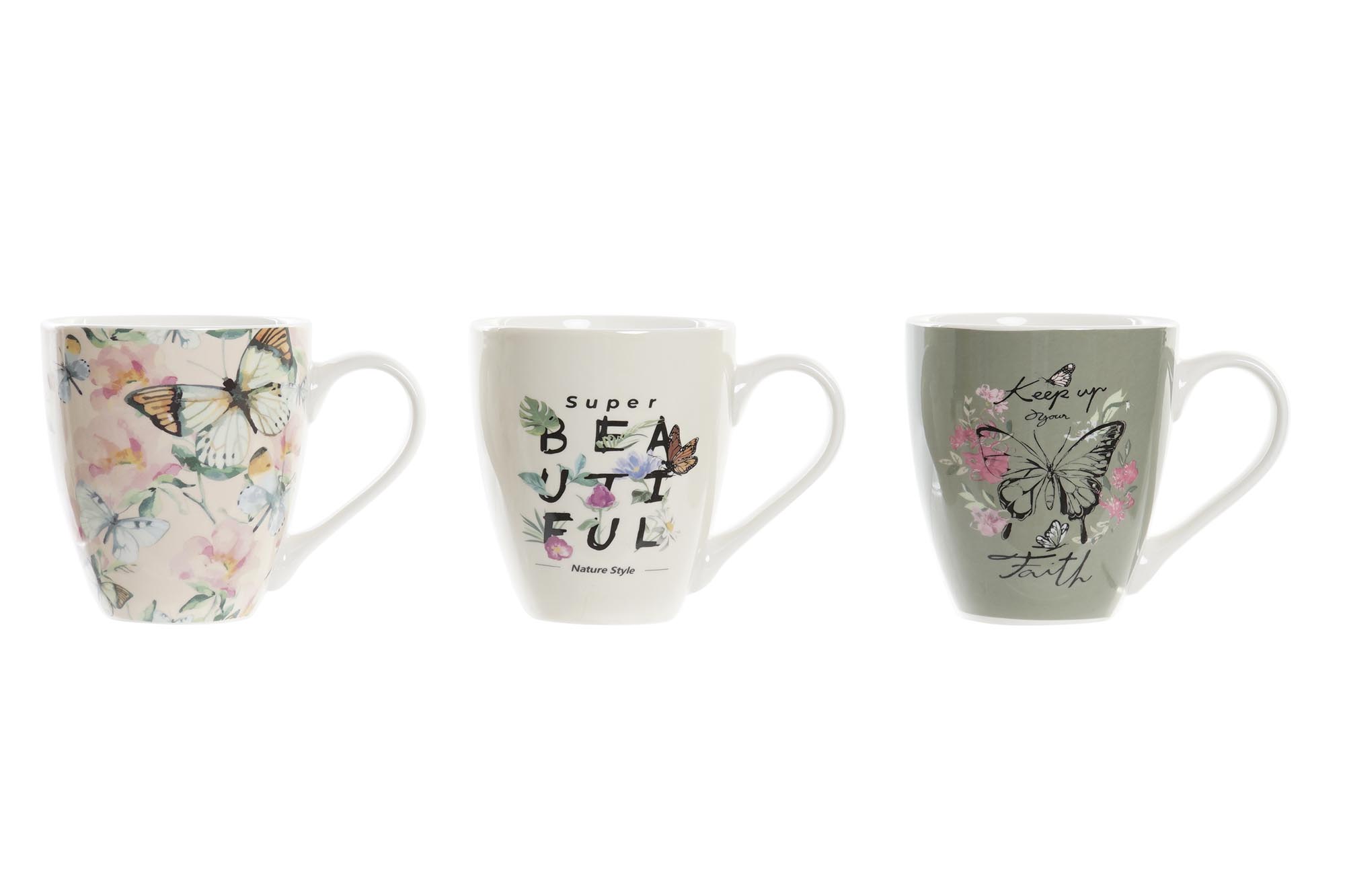 MUG PORCELANA 14,5X14,5X11,3 550ML MARIPOSA 3 SURT