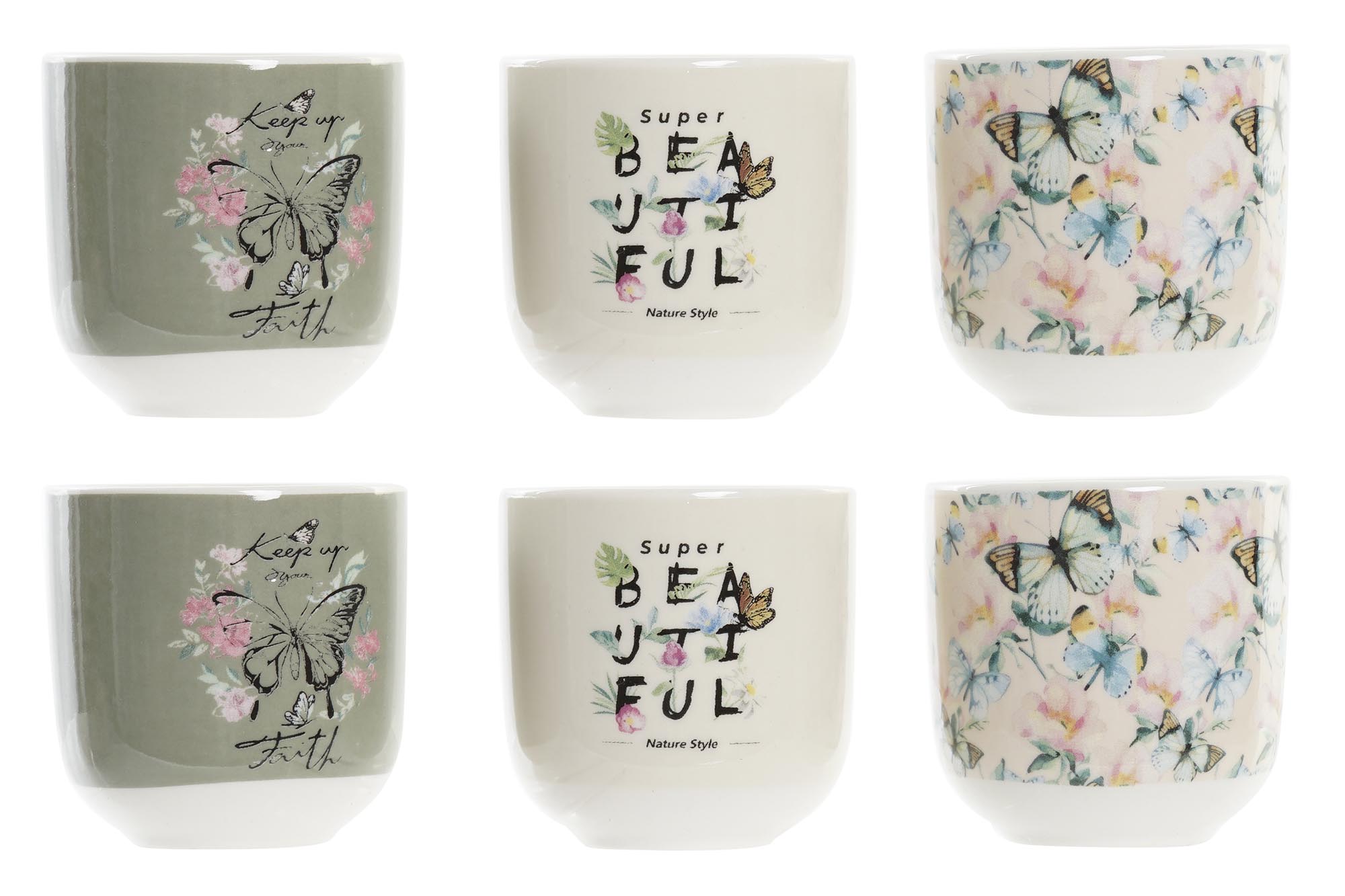 CAFE SET 6 PORCELANA 20,5X14X6,5 120ML MARIPOSA