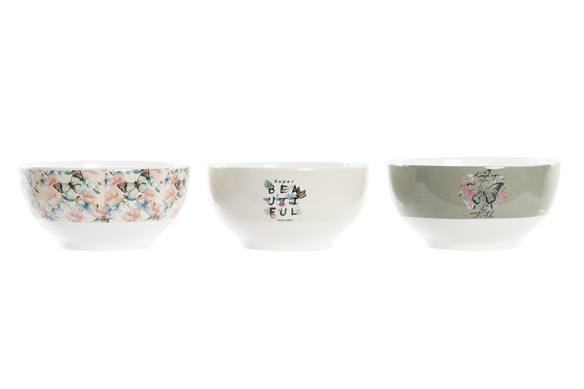 BOL PORCELANA 14X14X7 520ML MARIPOSA 3 SURT.