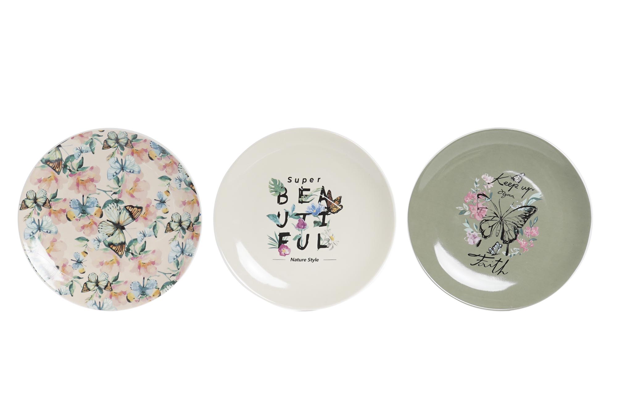 PLATO PORCELANA 20,5X20,5X2 MARIPOSA 3 SURT.
