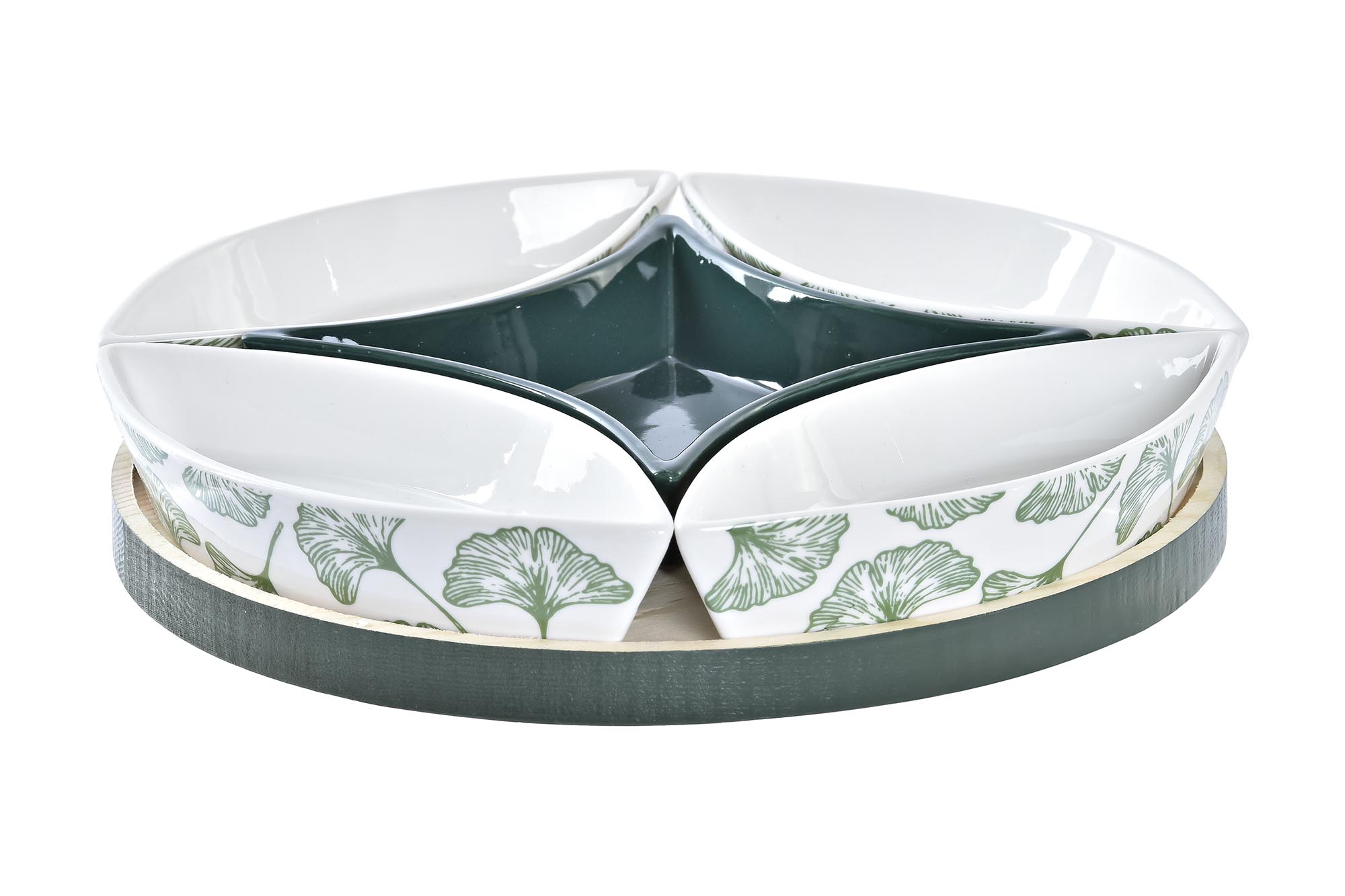 TABLA APERITIVO SET 6 GRES MDF 22X22X1 HOJAS VERDE