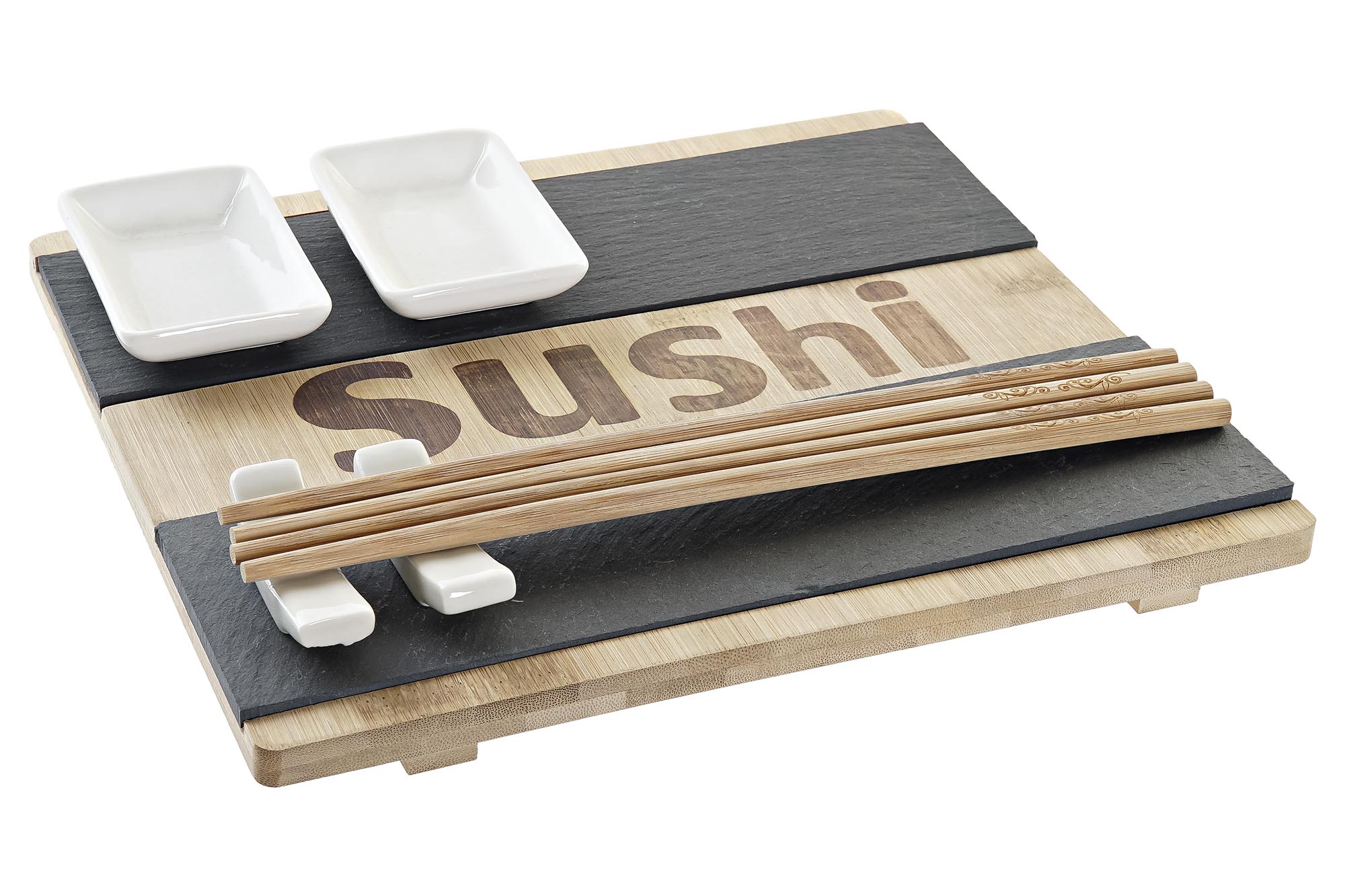SUSHI SET 7 BAMBU PIZARRA 25X22X3 NATURAL
