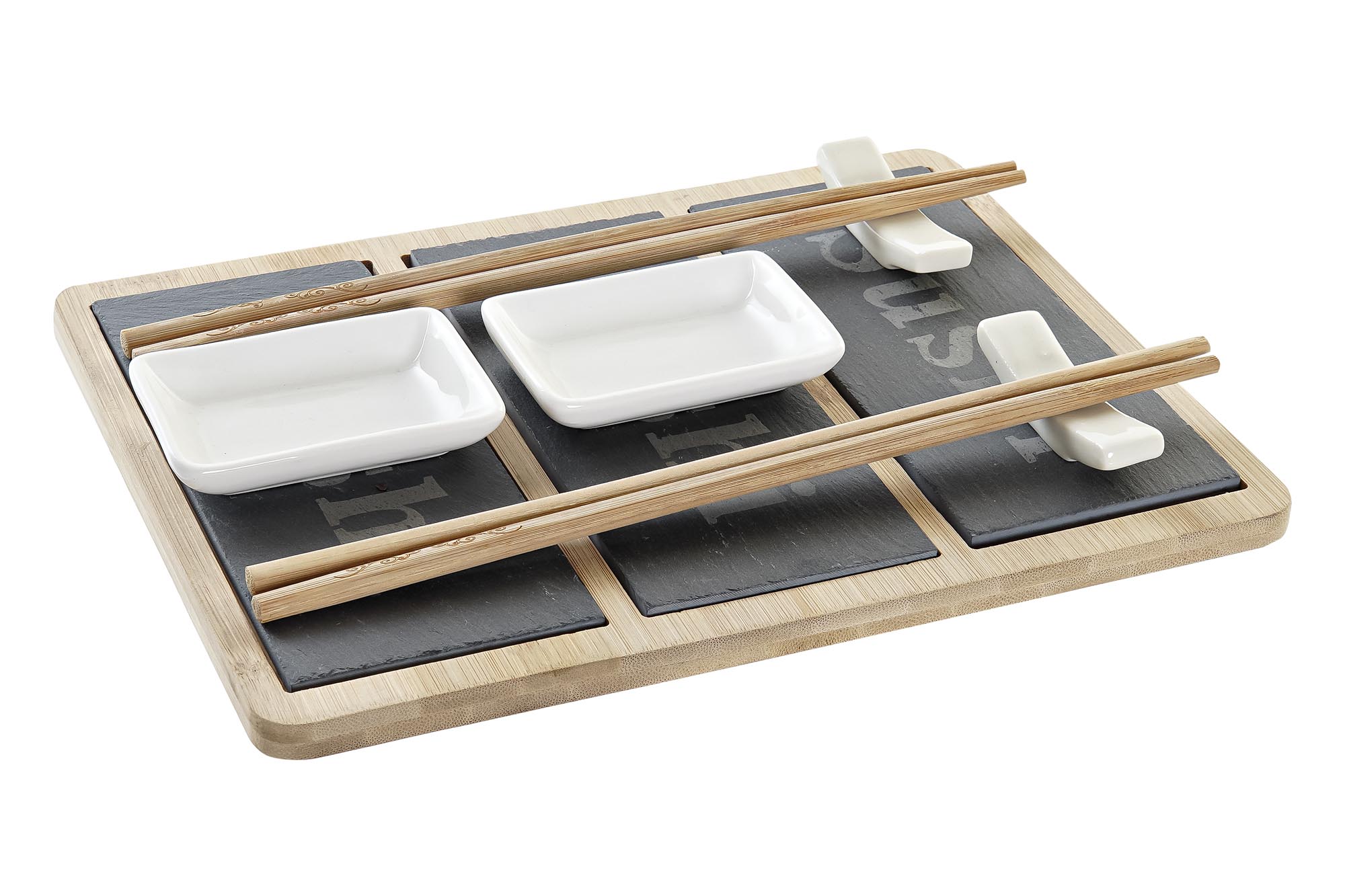 SUSHI SET 7 BAMBU PIZARRA 25X19X3 NATURAL